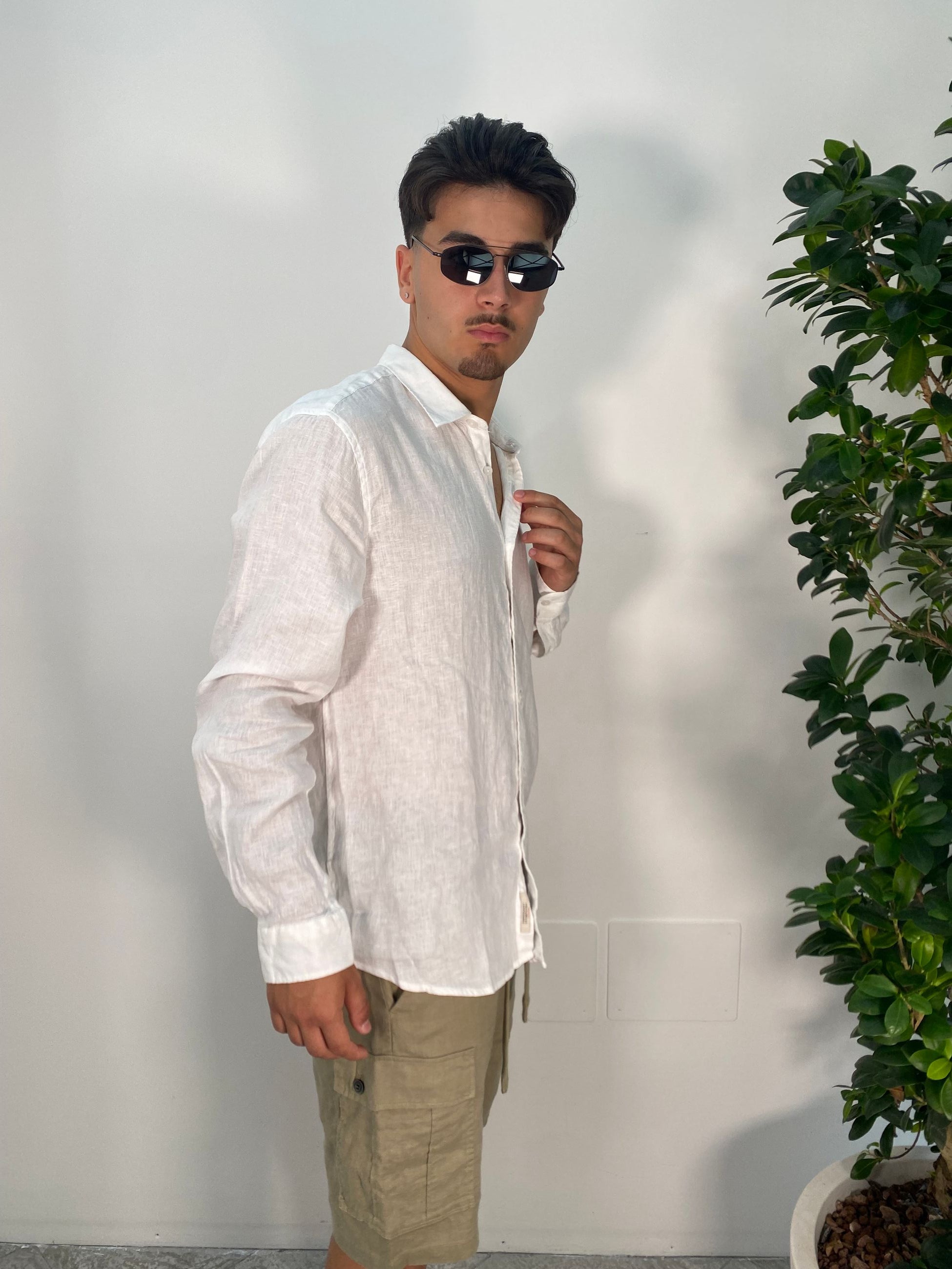 CAMICIA IN 100% PURO LINO COLLO ALL'ITALIANA - REGULAR FIT GL7619S-S25.BIA