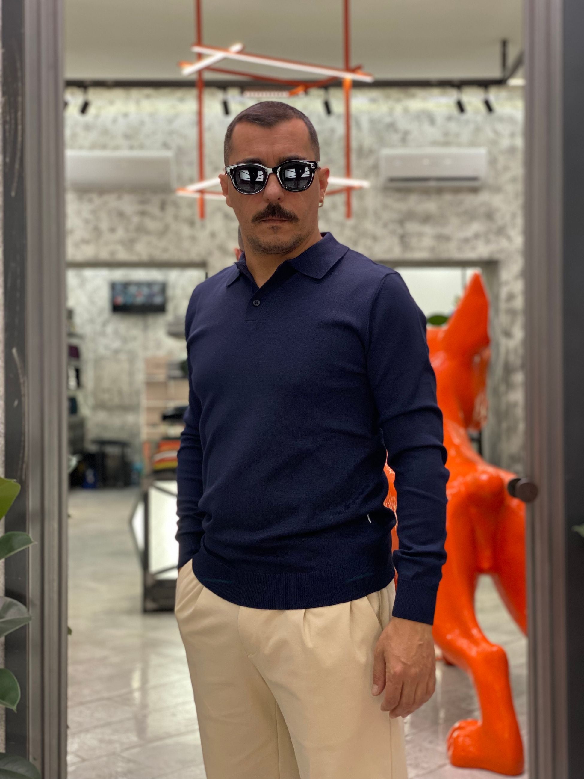 POLO MANICA LUNGA 2 BOTTONI IN MORBIDA VISCOSA - REGULAR FIT MI3057SS.BLU