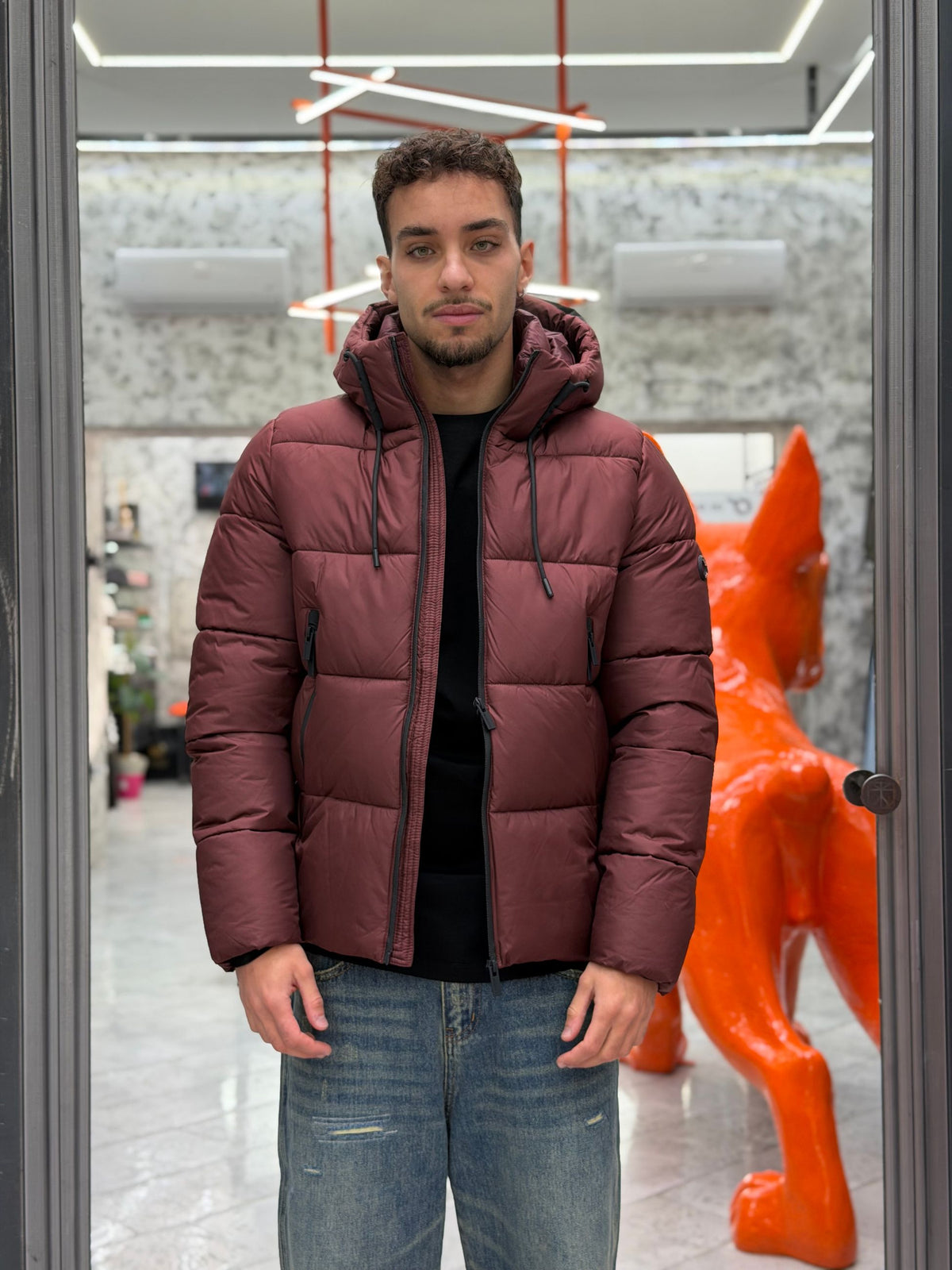 GIUBBINO PUFFER CORTO IN MICROFIBRA STRETCH - REGULAR FIT MK2940053.BOR