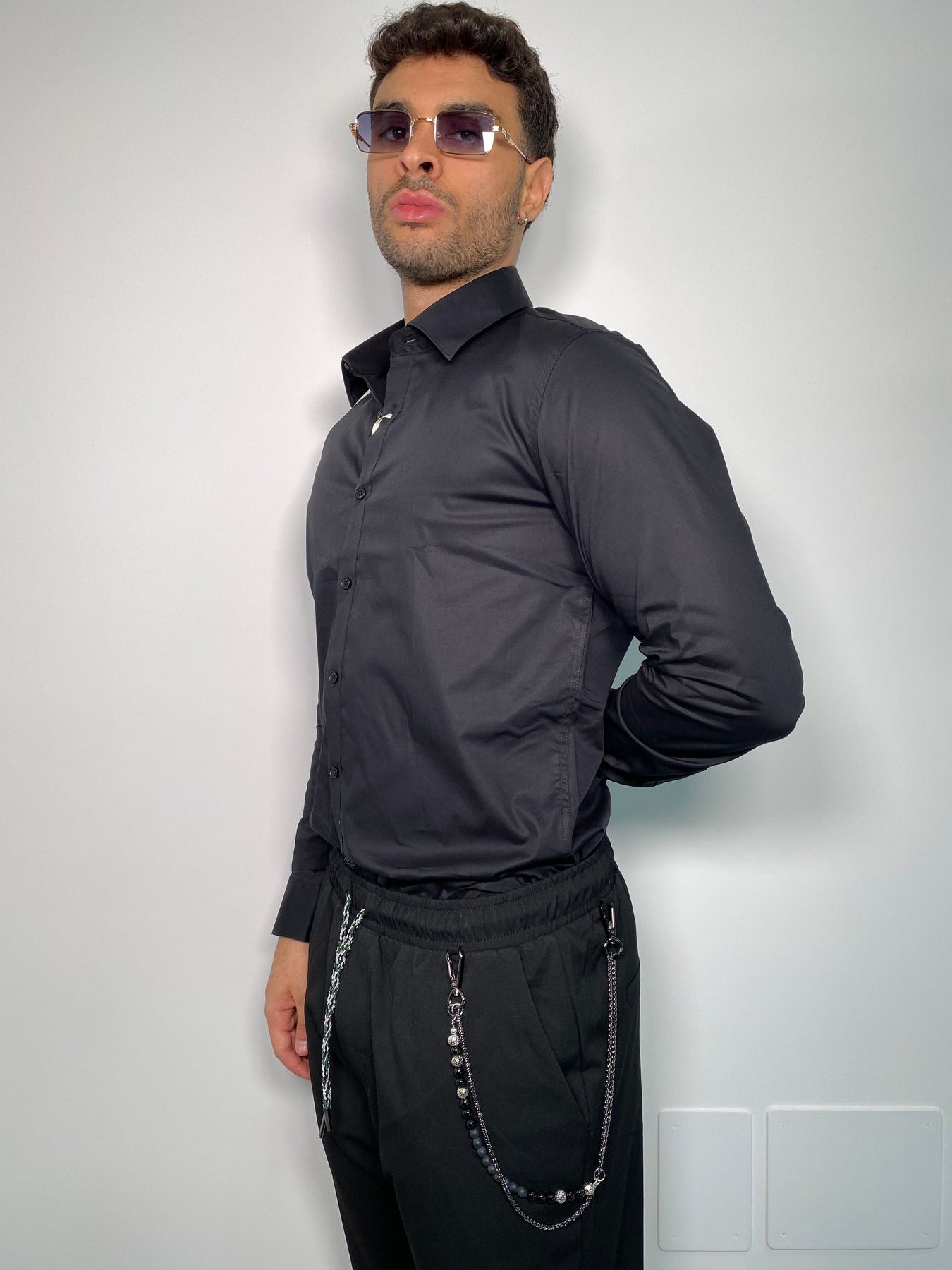 CAMICIA BASIC IN COTONE ELASTICIZZATO - SLIM FIT
