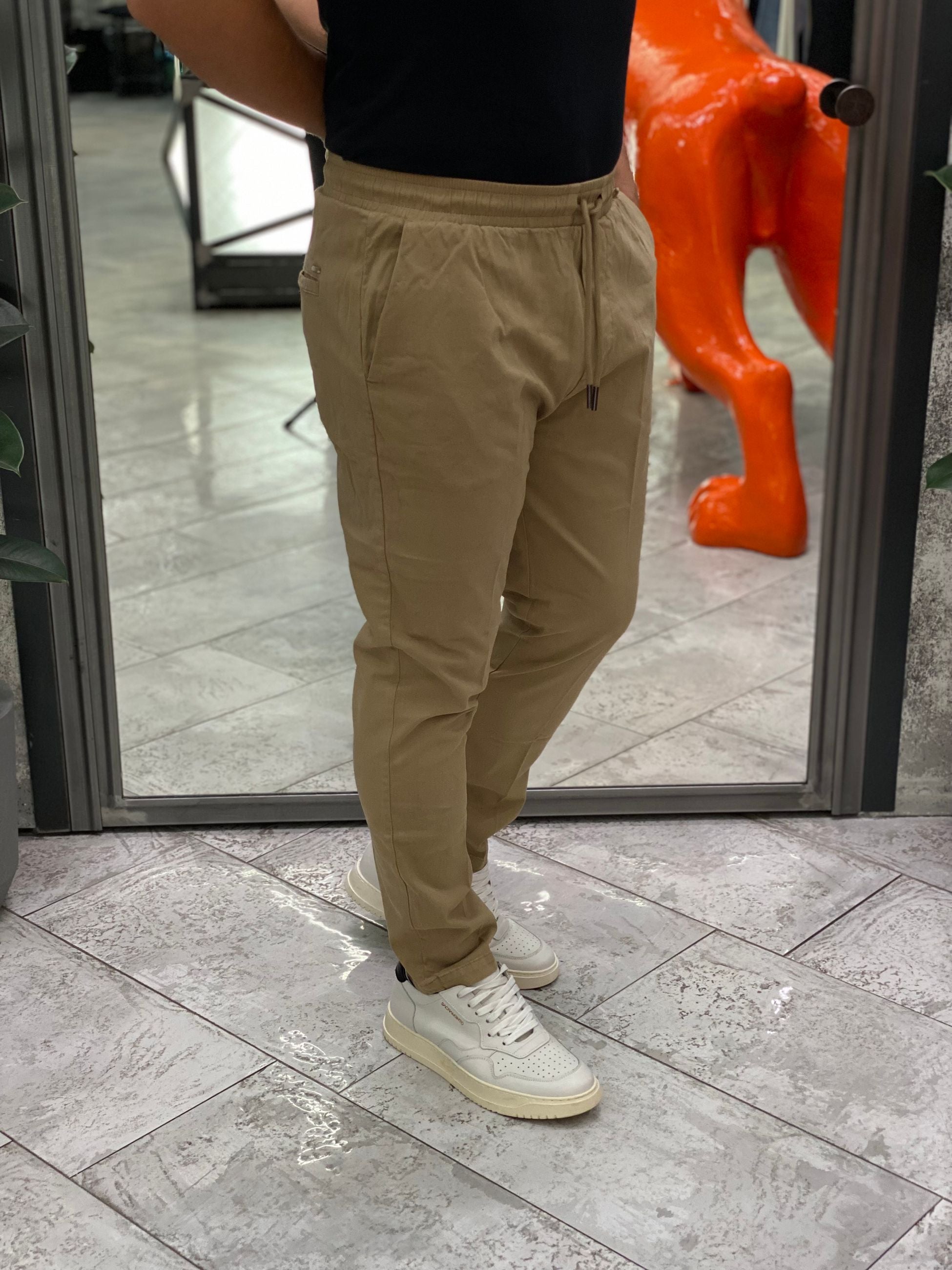 PANTALACCIO LEONARD IN CALDO COTONE ELASTICIZZATO CON COULISSE IN VITA - REGULAR FIT GL5109BD-F25.CAM