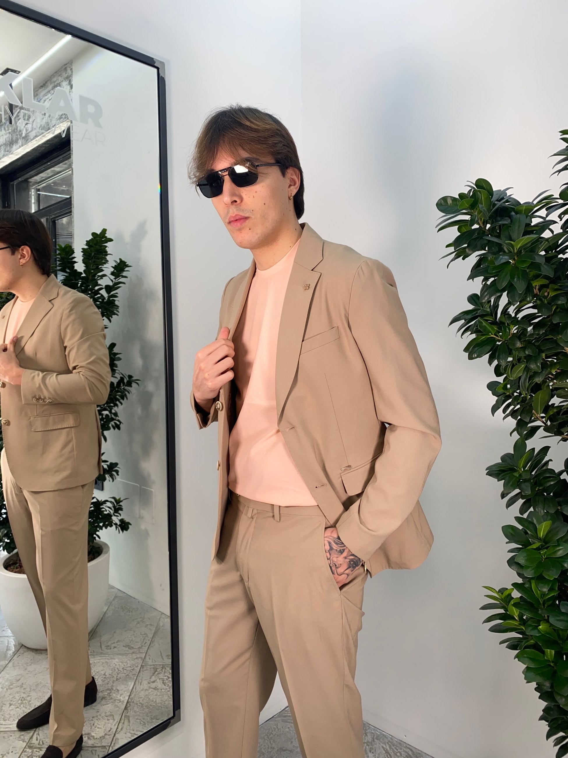 ABITO COMPLETO IN LEGGERISSIMA FIBRA DI BAMBU' CON GIACCA MONOPETTO E PANTALONE SARTORIALE - REGULAR FIT GL7031HAB.CAM