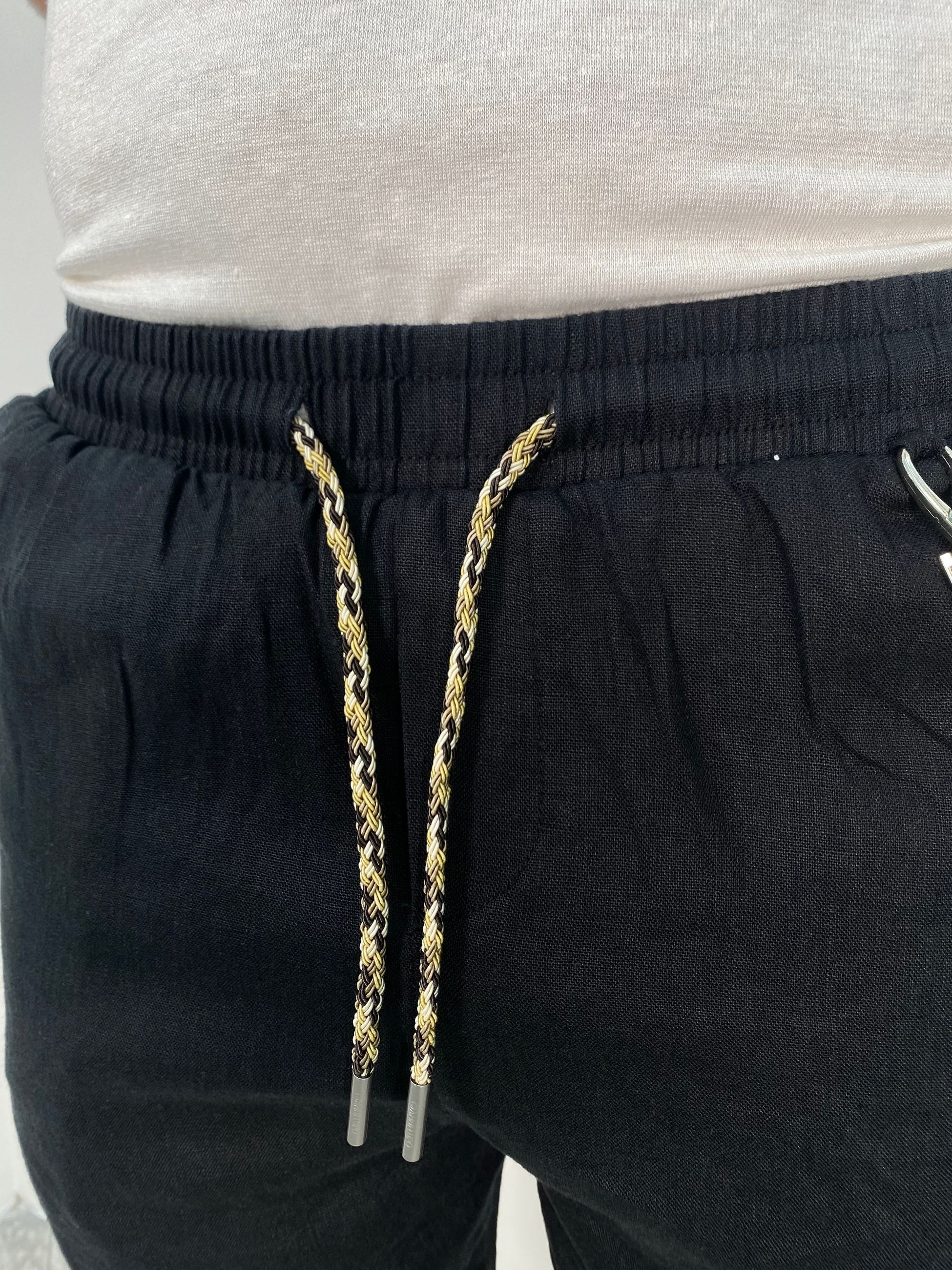 BERMUDA IN 100% LINO CON LACCIO E ACCESSORIO CATENA REMOVIBILE - REGULAR FIT FJ3269-S25.NER