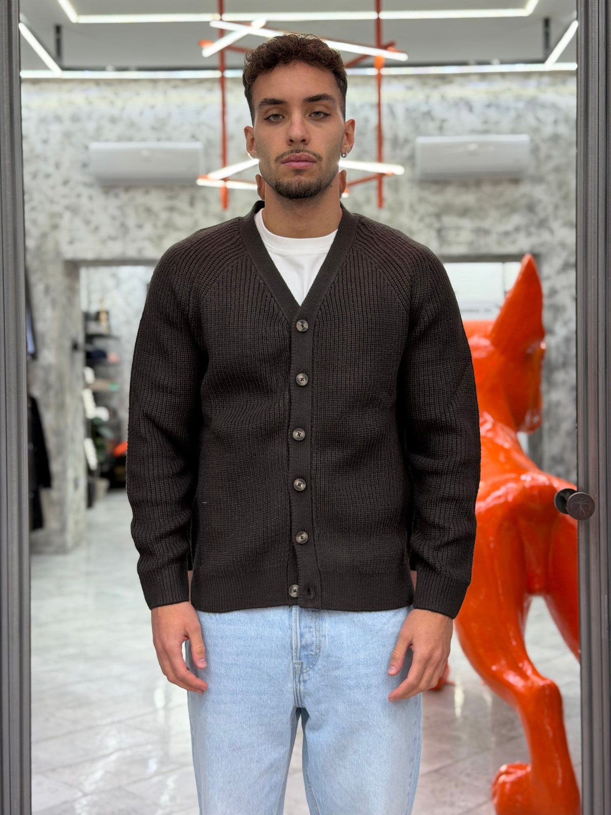 CARDIGAN IN MAGLIA COSTA INGLESE - REGULAR FIT MI3428SS.MOR