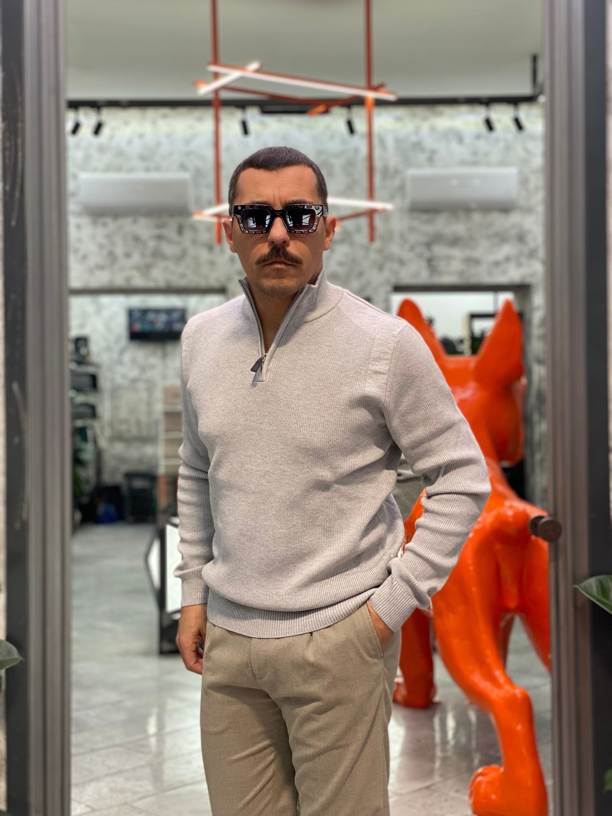 MAGLIA MEZZA ZIP IN MORBIDA VISCOSA - REGULAR FIT M3138SS.GRI