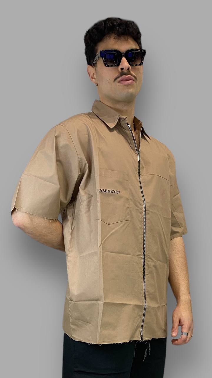 CAMICIA MANICA 3/4 CON TASCONE E CHIUSURA ZIP - OVERSIZE FIT