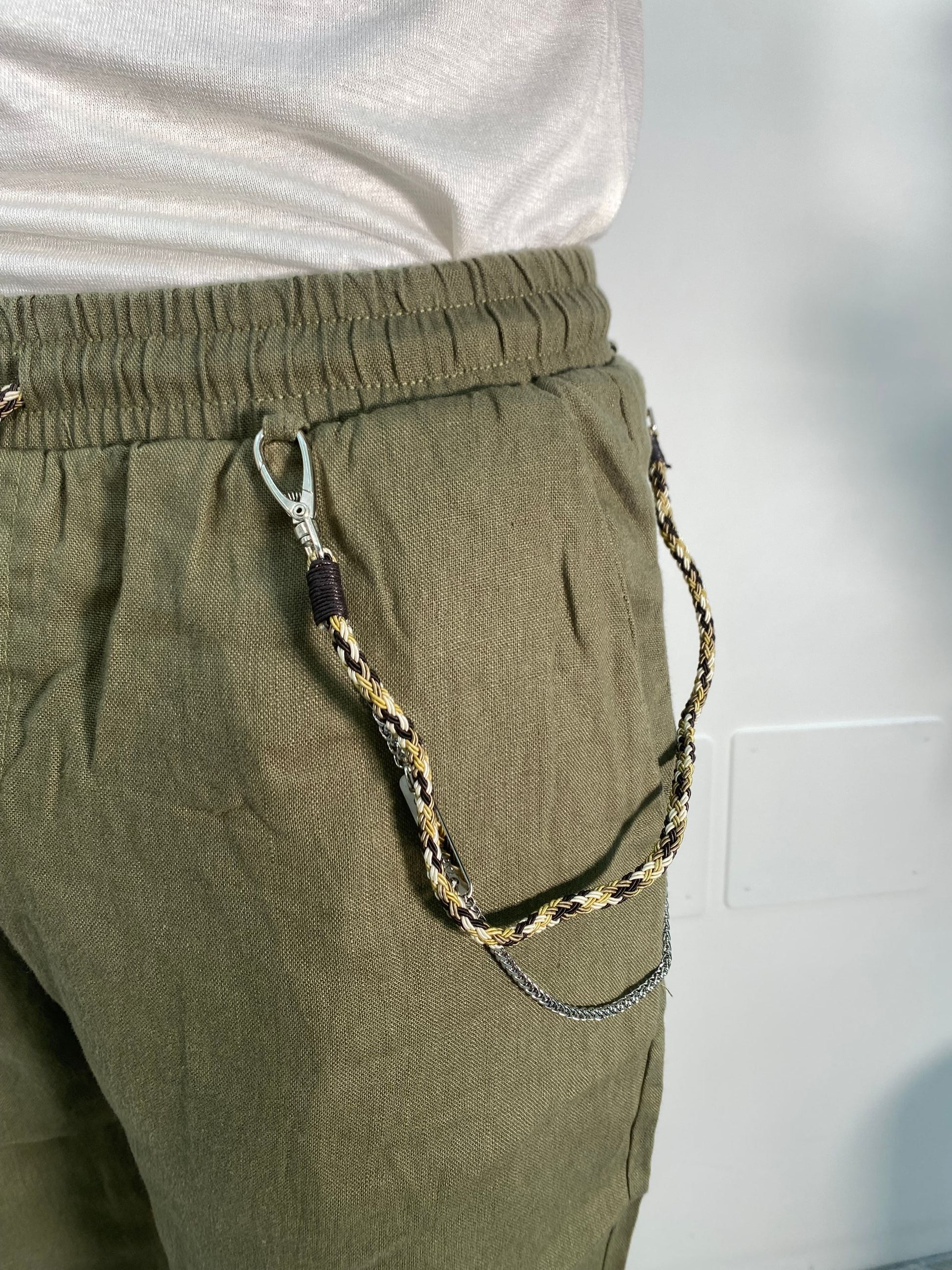 BERMUDA IN 100% LINO CON LACCIO E ACCESSORIO CATENA REMOVIBILE - REGULAR FIT FJ3269-S25.VMIL