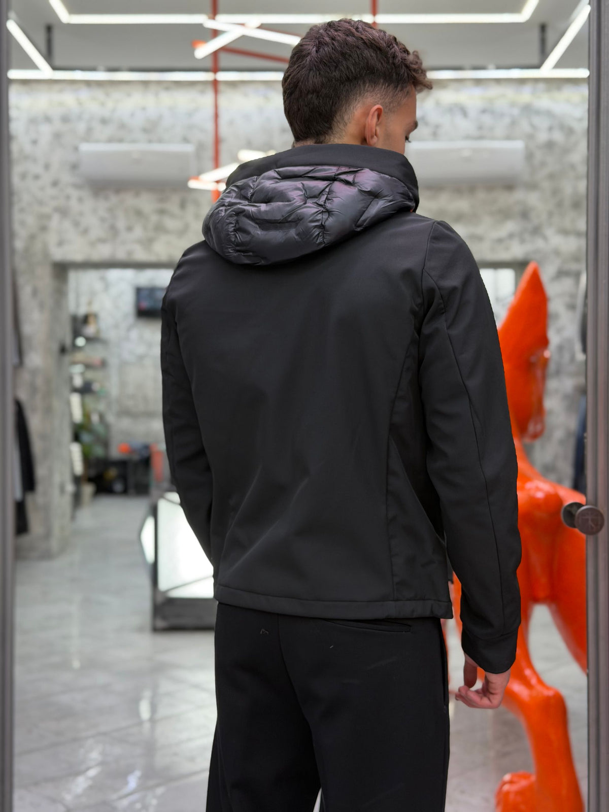 GIUBBINO NYLON CON CAPPUCCIO TRAPUNTATO IN TESSUTO SOFTSHELL STRETCH - REGULAR FIT MK9940015-26.NER