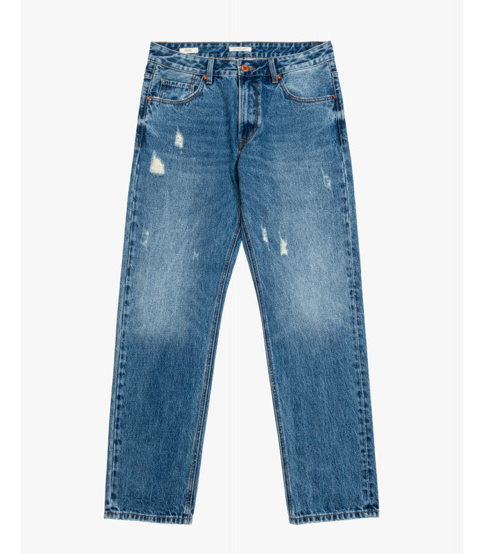 JEANS ALEX VINTAGE WASH CON STRAPPI E RIVETTI E BOTTONI A CONTRASTO - STRAIGHT FIT GL6366Q