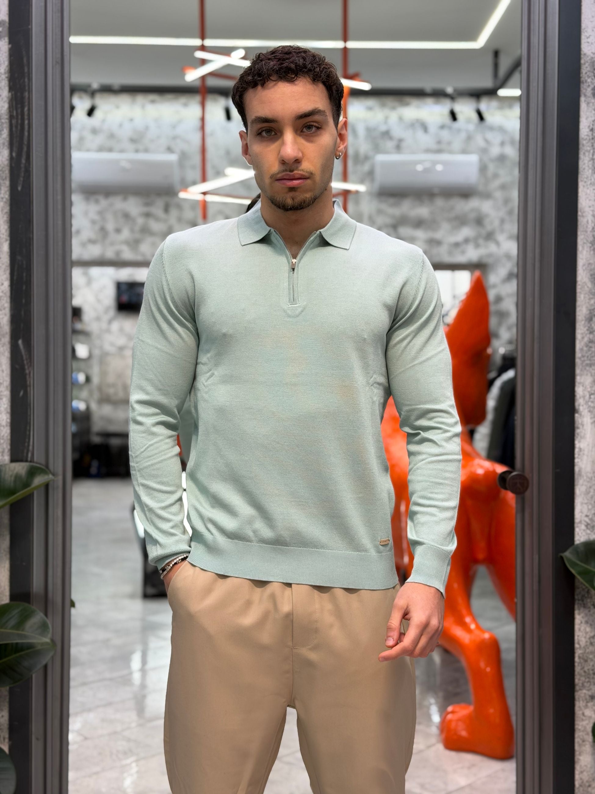 POLO MANICA LUNGA MEZZA ZIP IN LEGGERA VISCOSA - REGULAR FIT GL35205-S26.MEN