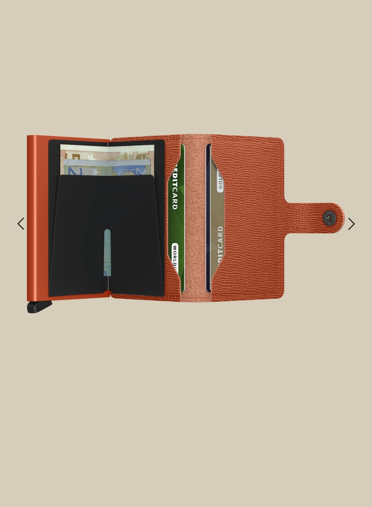 MINIWALLET PORTA CARTE E BANCONOTE IN PELLE STILE SAFFIANO MC-PUMPKIN