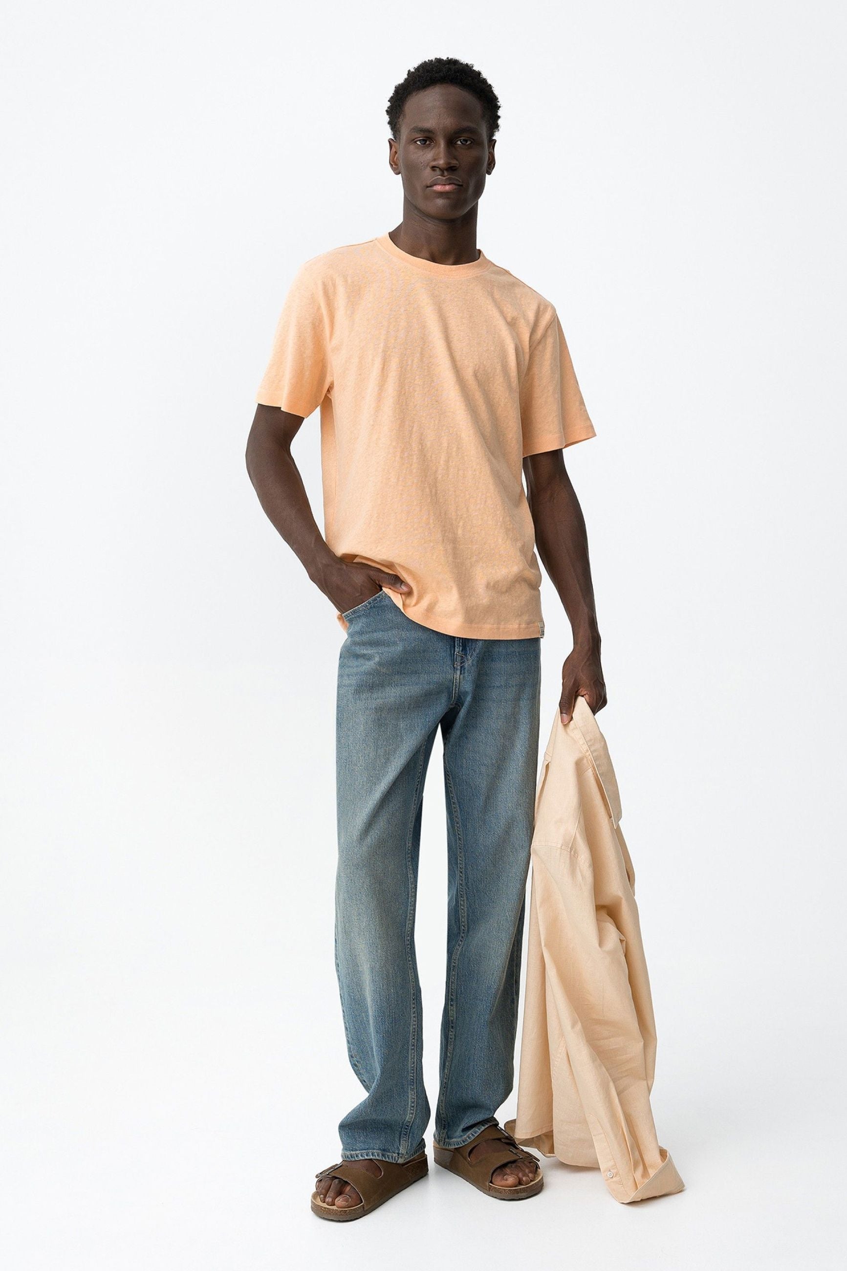 T-SHIRT FRANK IN MISTO LINO/COTONE - REGULAR FIT 10065748.ROS