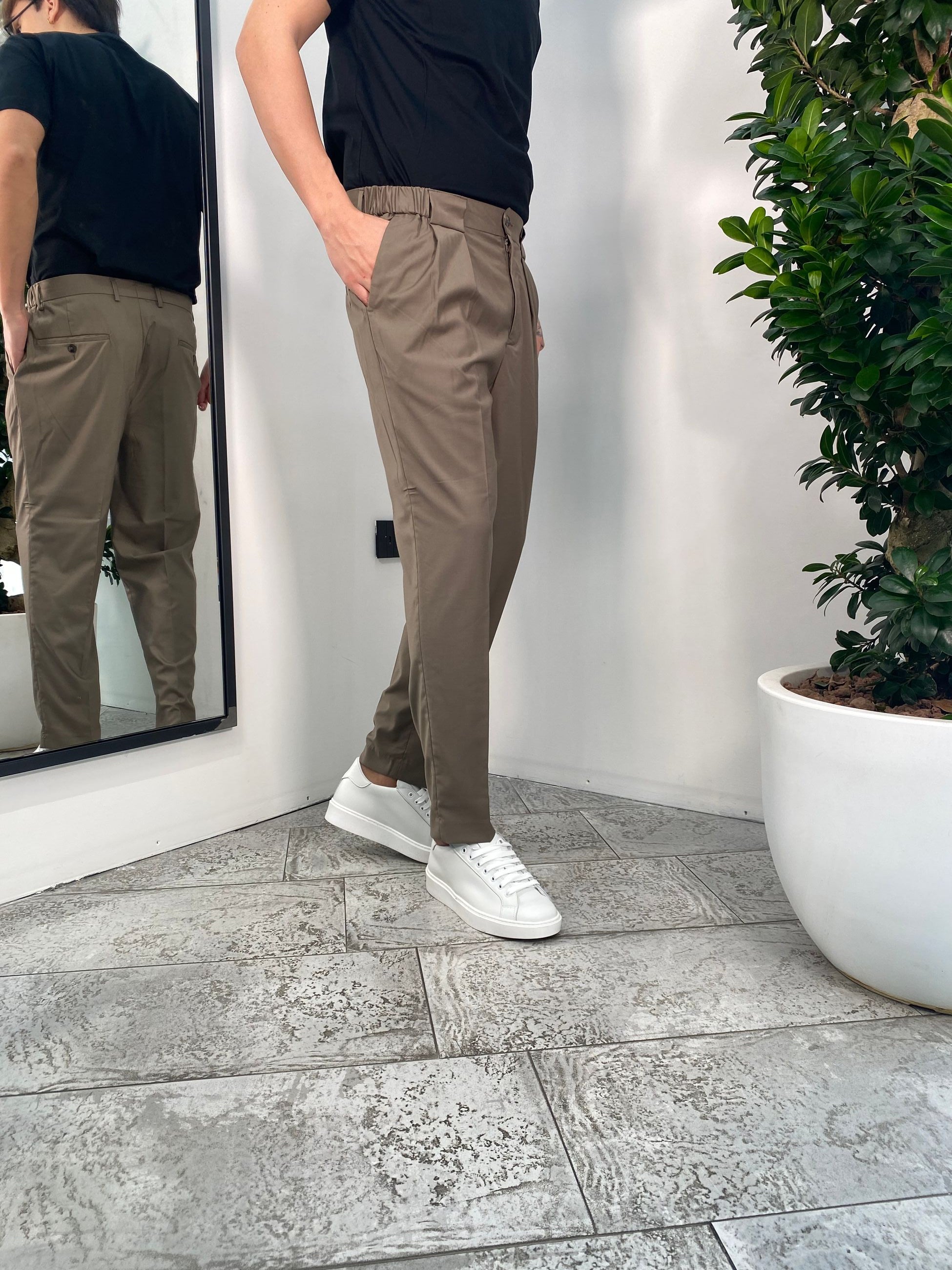 PANTALONE SARTORIALE DA ABITO CON DOPPIA PINCE E COULISSE IN VITA - REGULAR FIT PSE1394SS.FAN