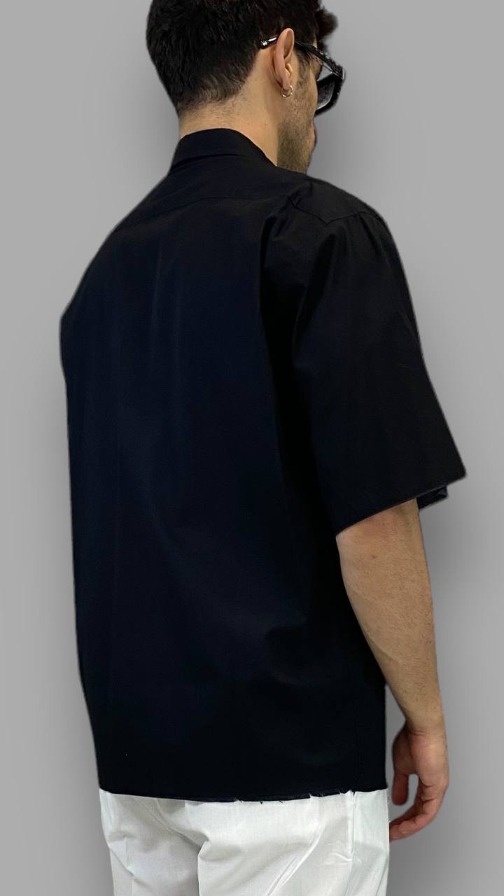 CAMICIA MEZZA MANICA CON STAMPA NOT FROM JAPAN SU TASCHINO - OVERSIZE FIT