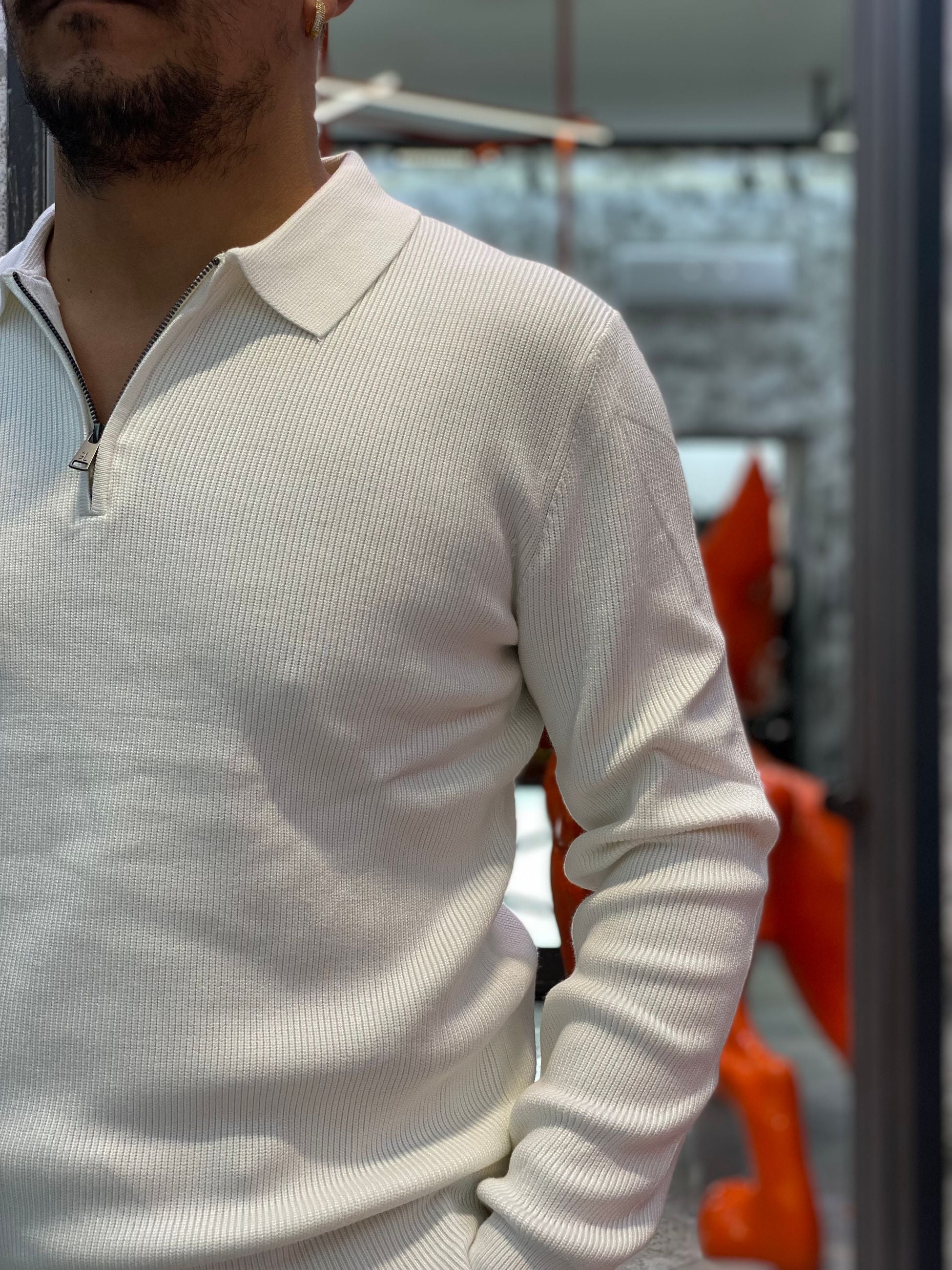 POLO MEZZA ZIP A COSTA INGLESE IN MISTO VISCOSA - REGULAR FIT GL35133GZ.PAN