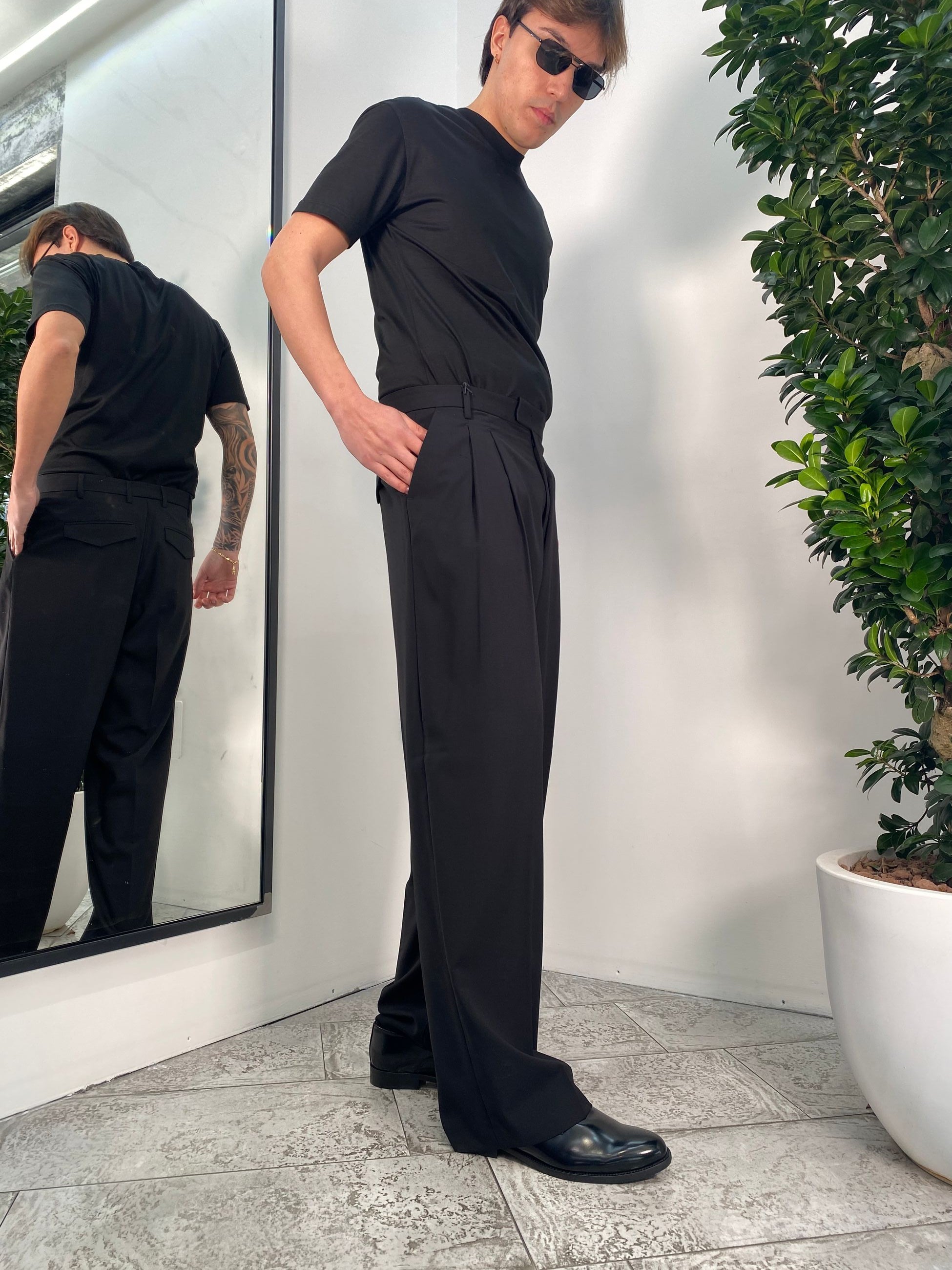 PANTALONE DA COORDINATO FONDO AMPIO CON DOPPIA PINCE - RELAXED FIT PA3261.NER