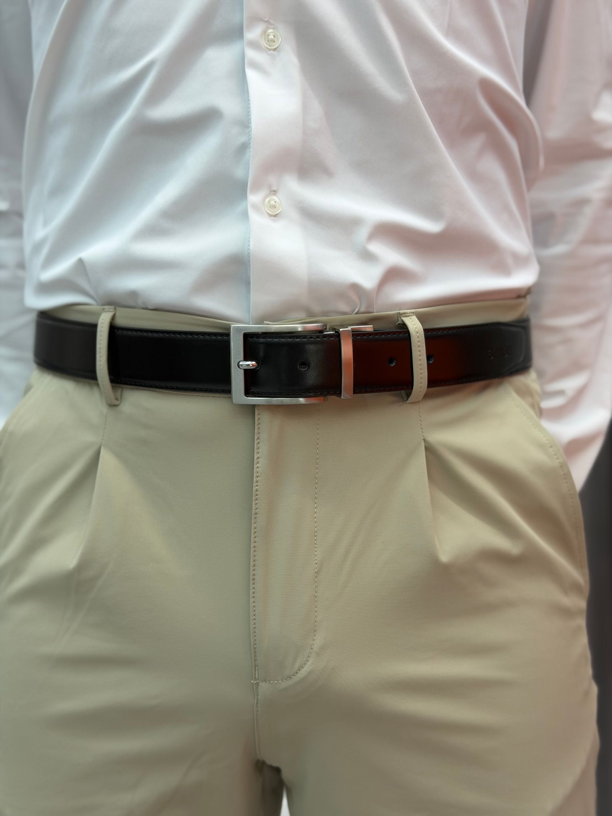 CINTURA DOUBLE IN PELLE LUCIDA CT283SS.NEBL