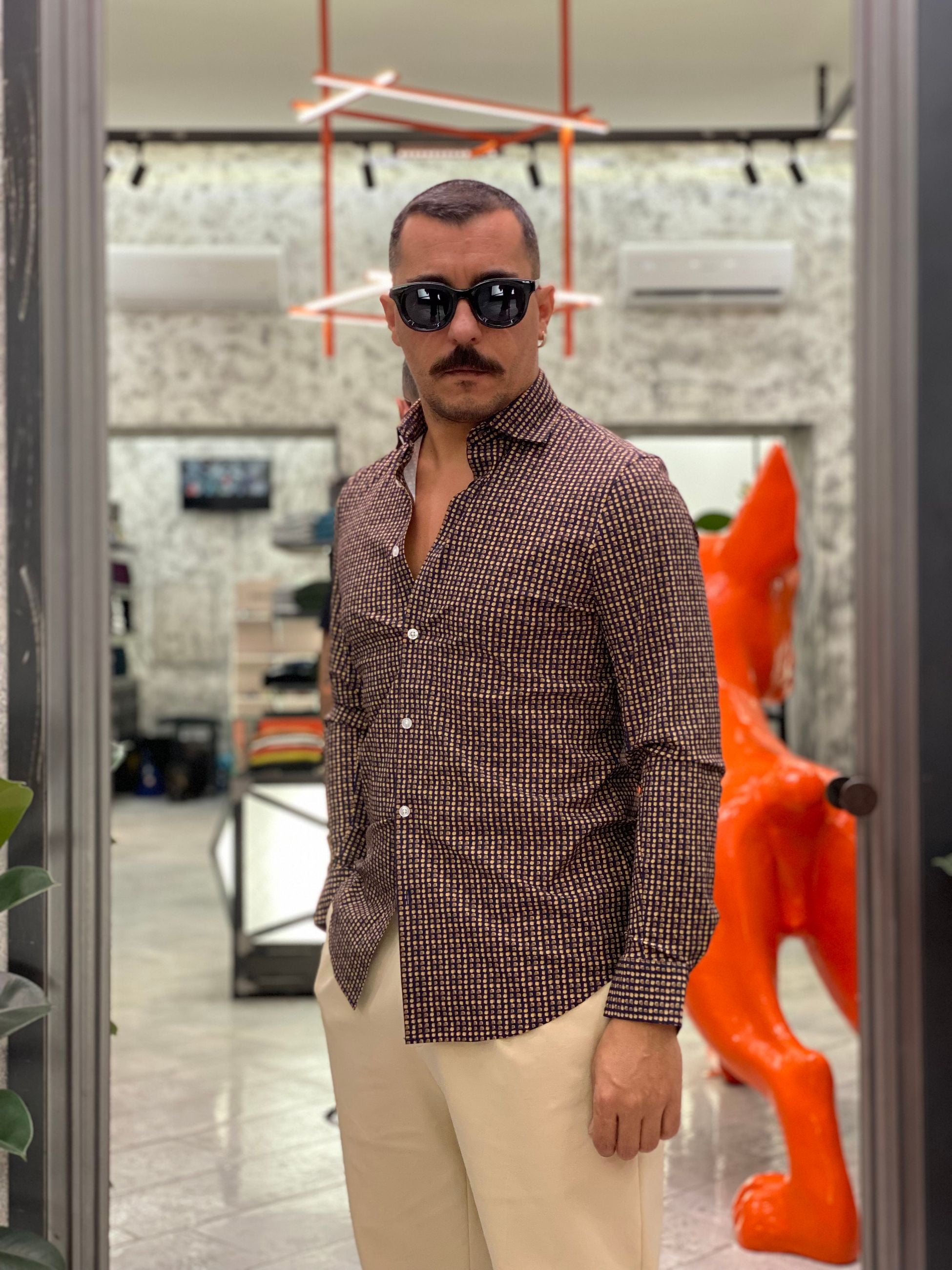 CAMICIA NO STIRO ELASTICIZZATA MICRO FANTASIA - SLIM FIT CI1070SS