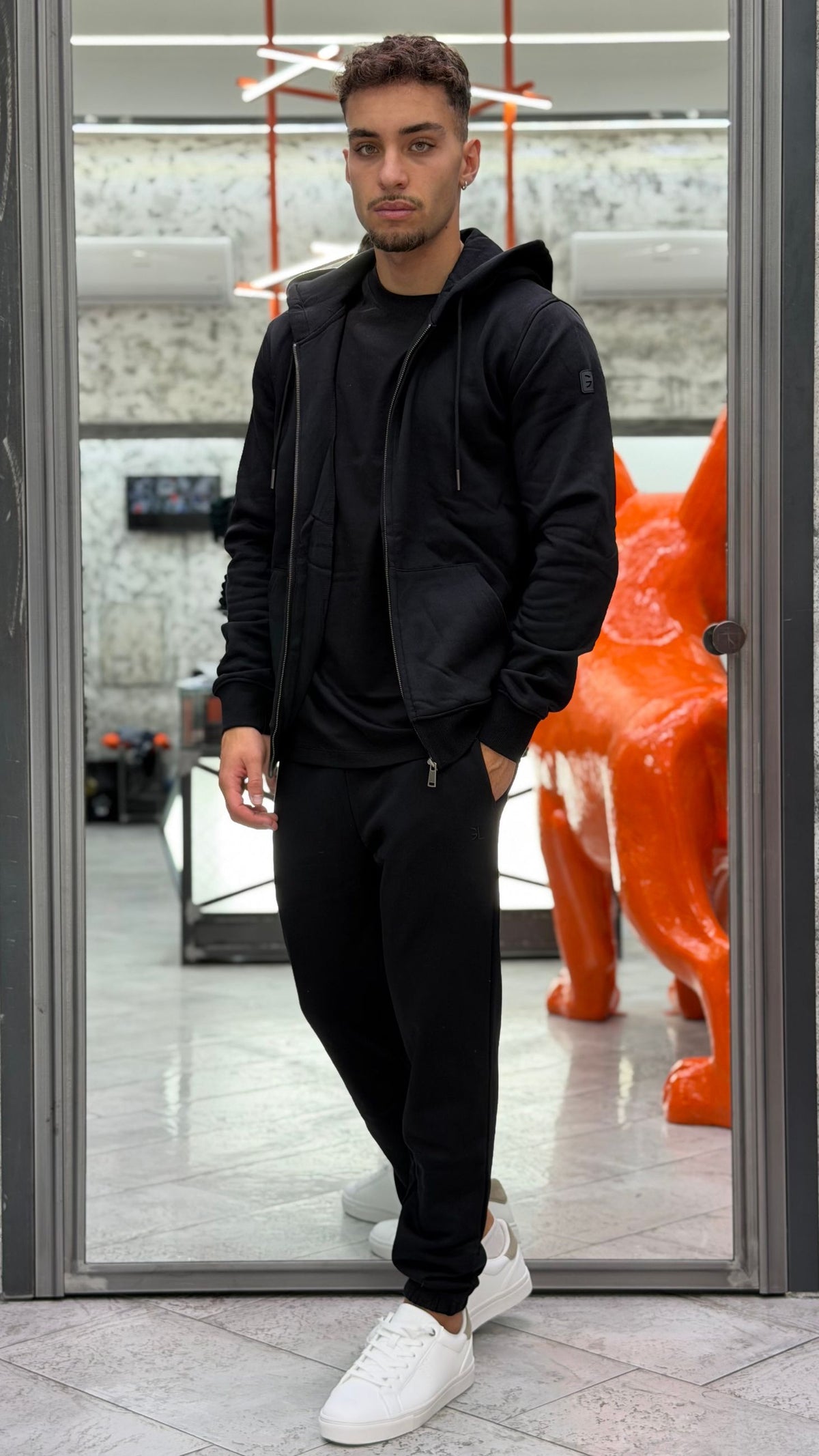 FELPA APERTA CON ZIP E CAPPUCCIO - REGULAR FIT GL2243F-F26.NER