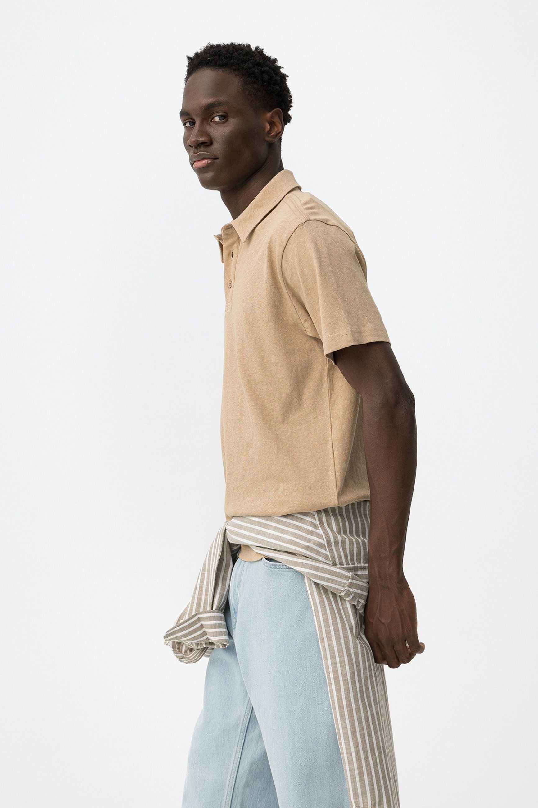 POLO FOREST IN MISTO LINO/COTONE - REGULAR FIT 10065753.BEI