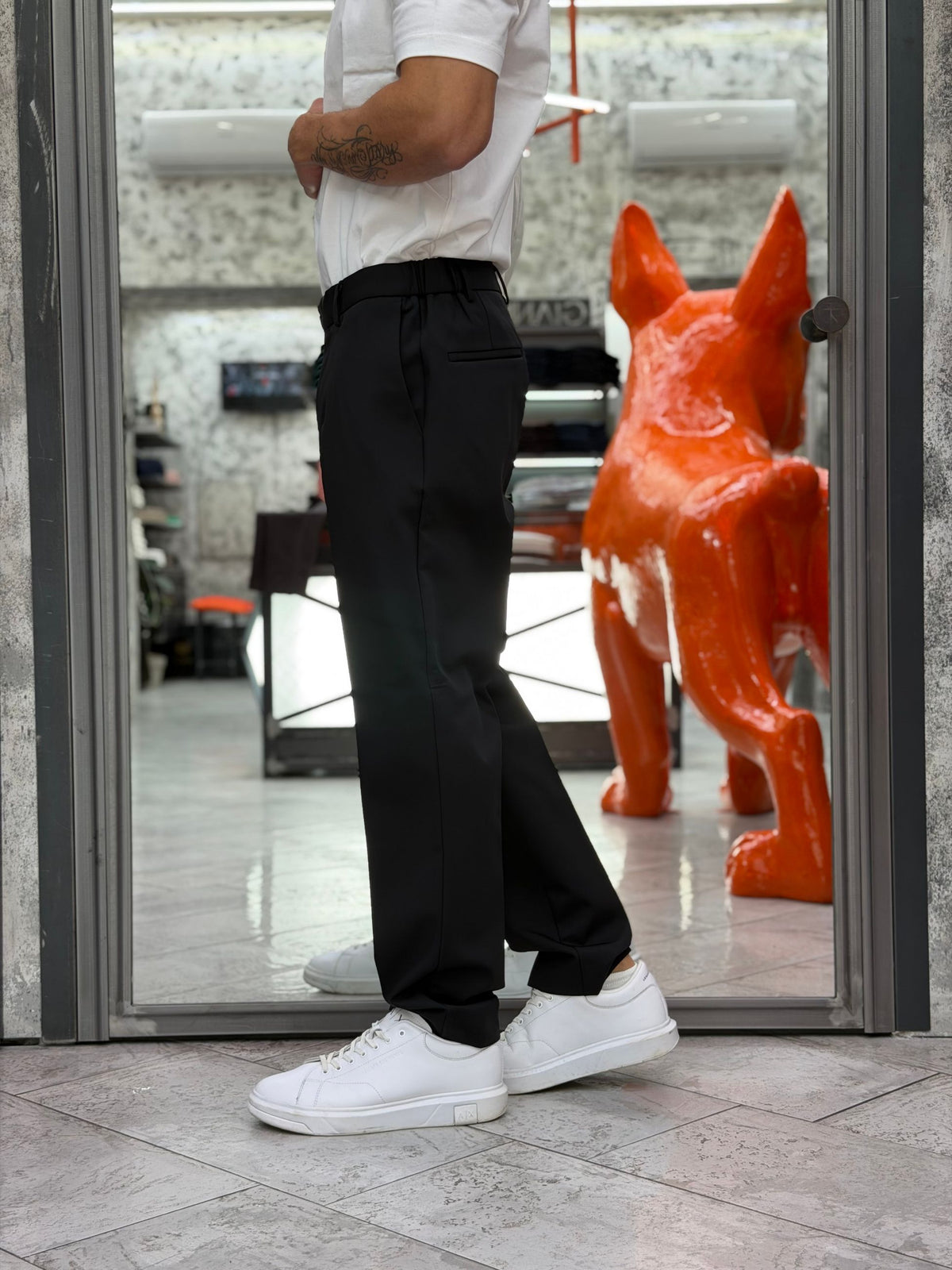 PANTALONE DA COMPLETO IN TESSUTO TECNICO ELASTICIZZATO CON ELASTICI SUI FIANCHI - REGULAR FIT PSI1586SS.NER