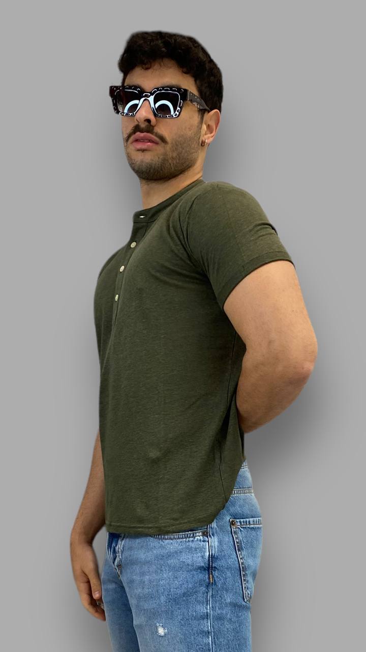 T-SHIRT BASIC 100%LINO MODELLO SERAFINO - REGULAR FIT