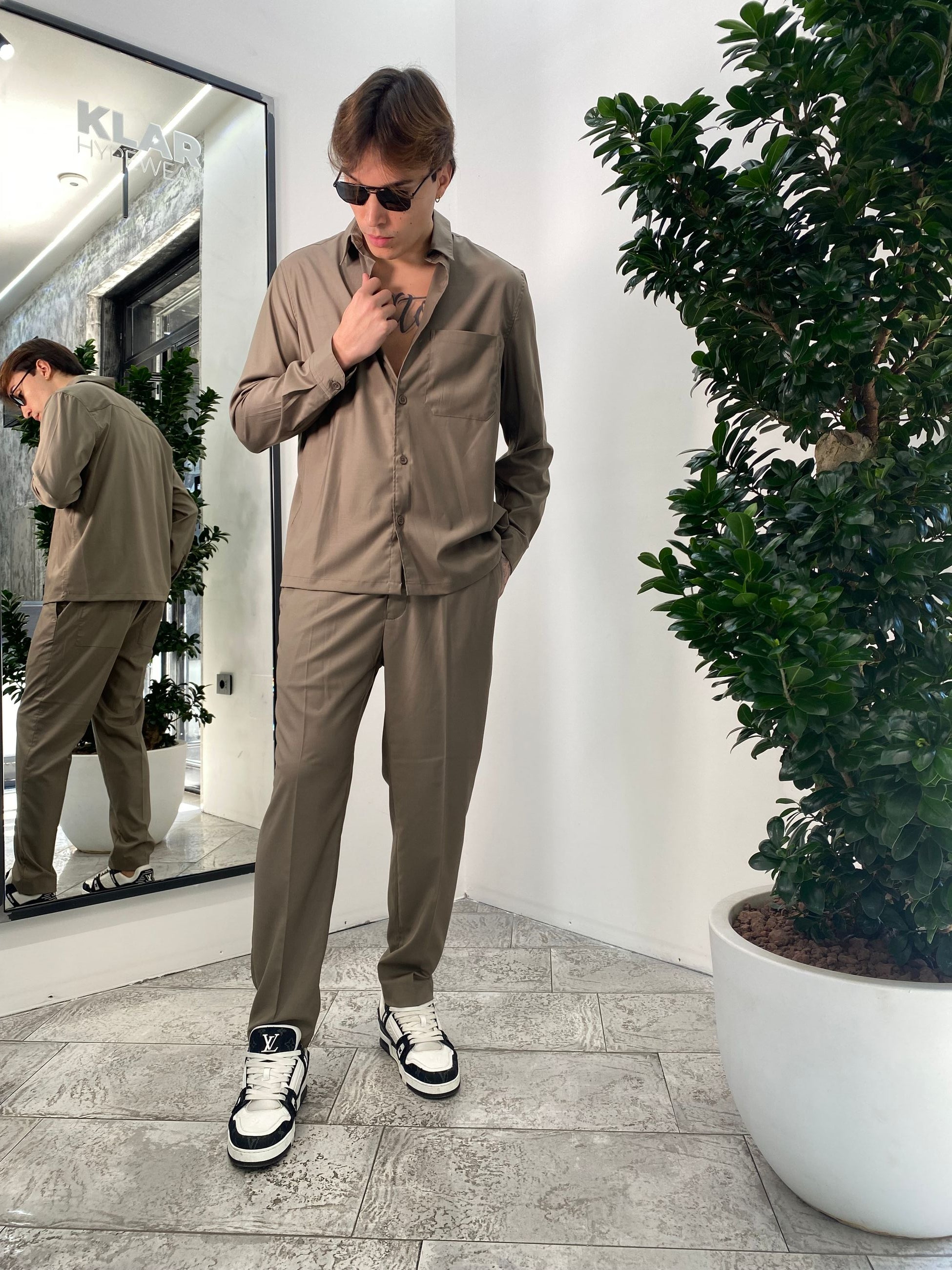 OVERSHIRT DA COORDINATO IN TESSUTO ELEGANTE CON TASCHINO - RELAXED FIT GBE1014SS.FAN