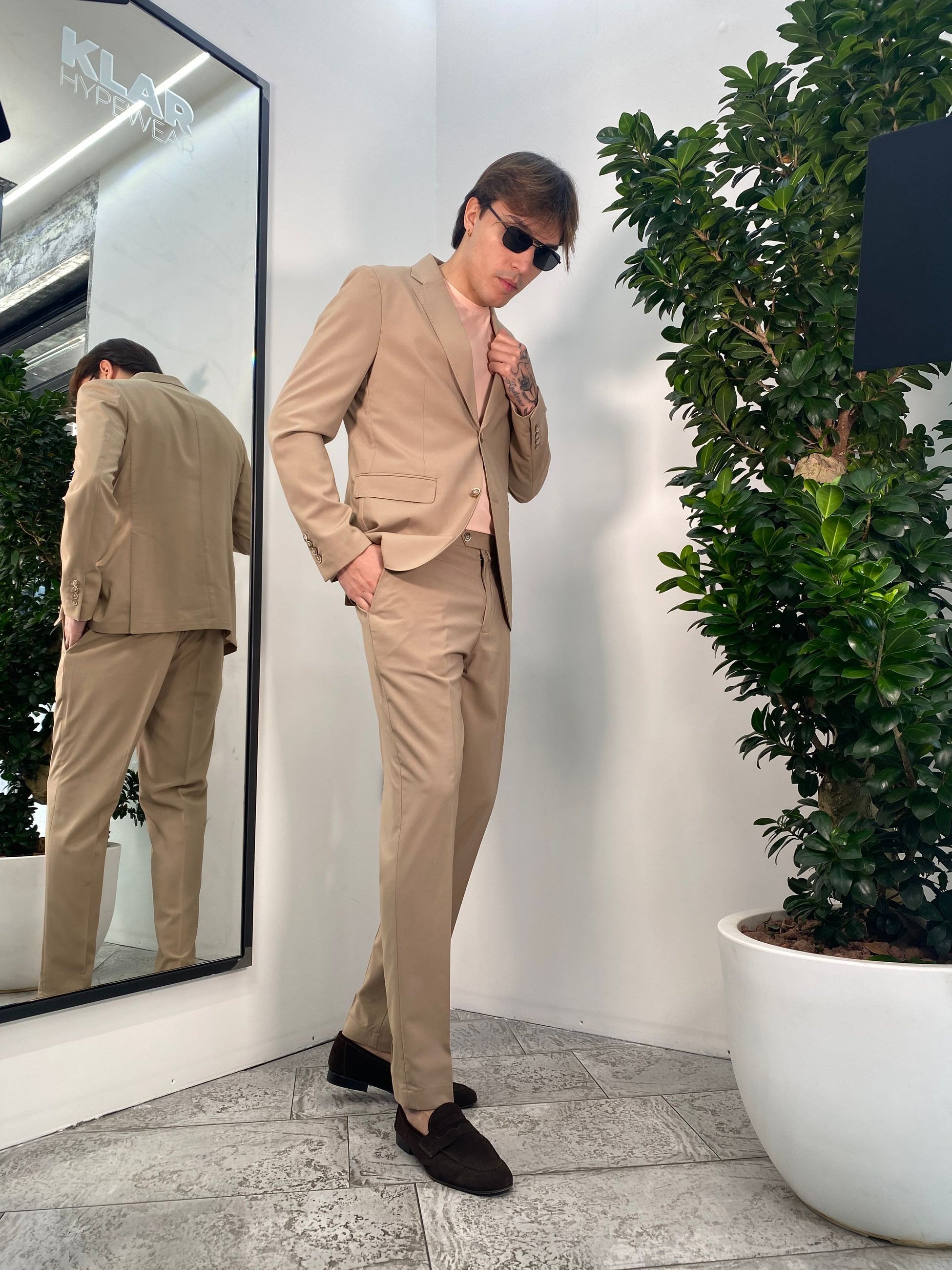 ABITO COMPLETO IN LEGGERISSIMA FIBRA DI BAMBU' CON GIACCA MONOPETTO E PANTALONE SARTORIALE - REGULAR FIT GL7031HAB.CAM