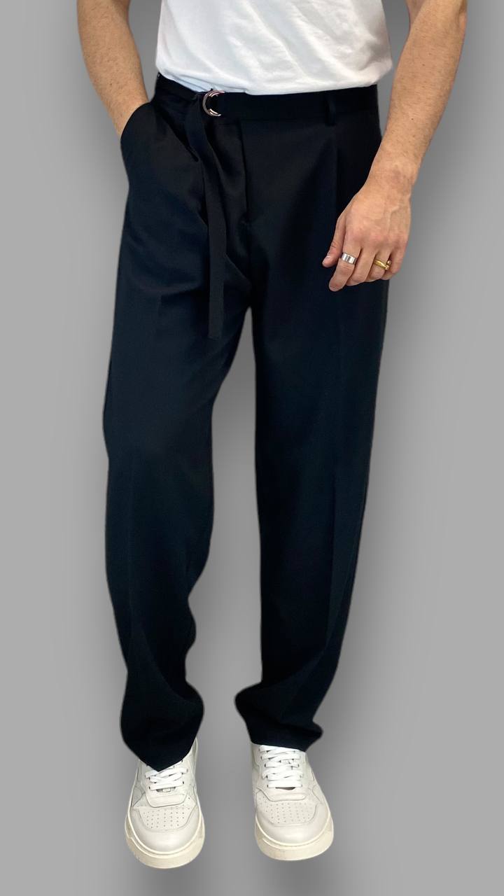 PANTALONE MORBIDO CON CINTURINO AD ANELLI - RELAXED FIT