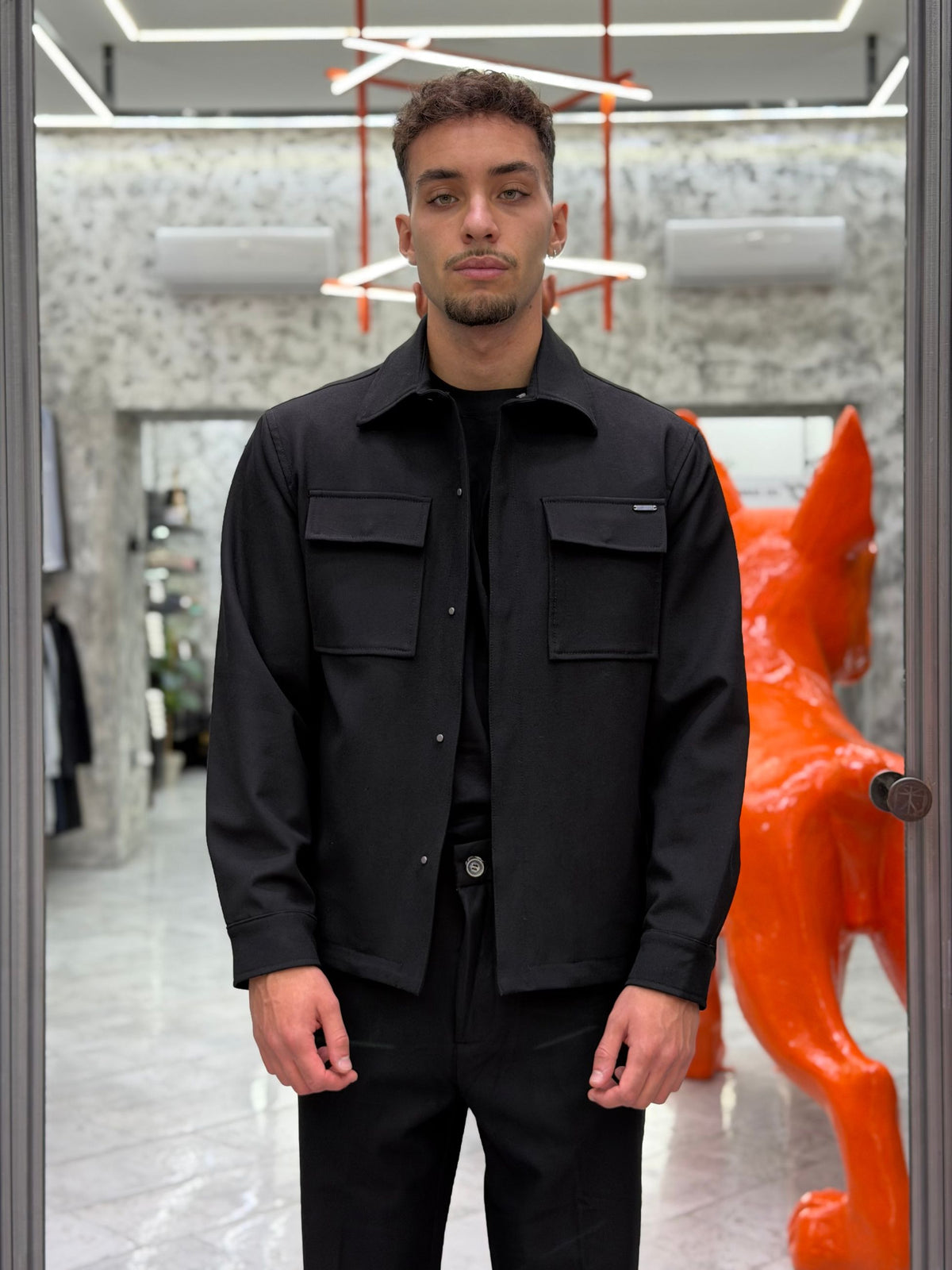 OVERSHIRT DA COMPLETO CON TASCHE E BOTTONI AUTOMATICI A SCOMPARSA - REGULAR FIT GL9851.NER