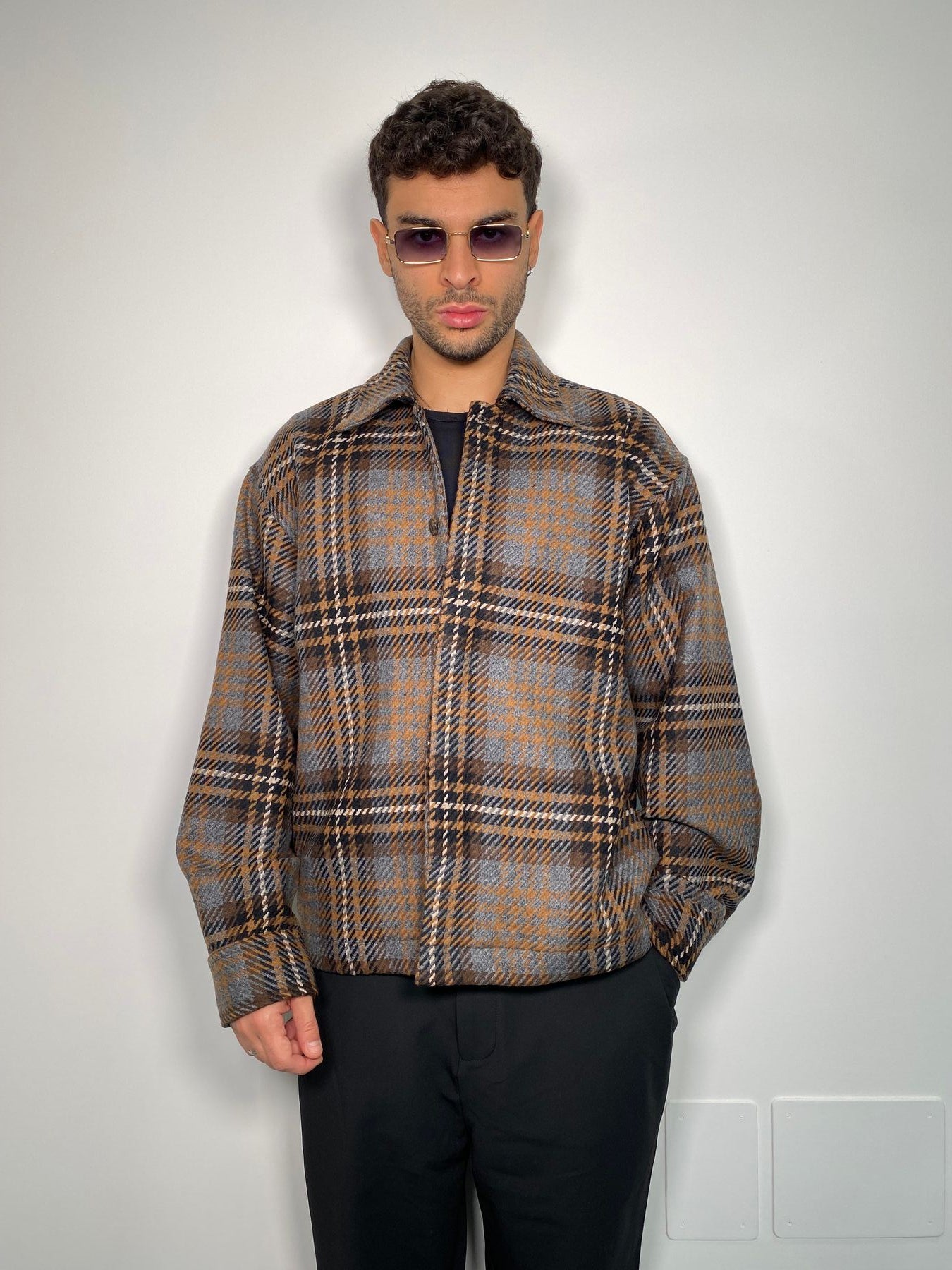 GIACCA CAMICIA A QUADRI CON BOTTONI - RELAXED FIT