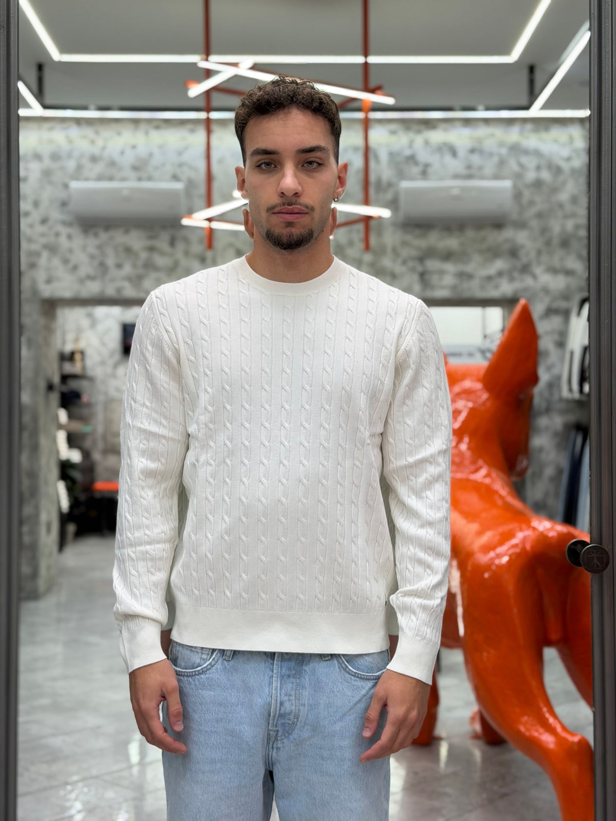 MAGLIA GIROCOLLO TRAMA TRECCIA FINEZZA 12 IN MORBIDA VISCOSA - SLIM FIT MK2900041.LAT