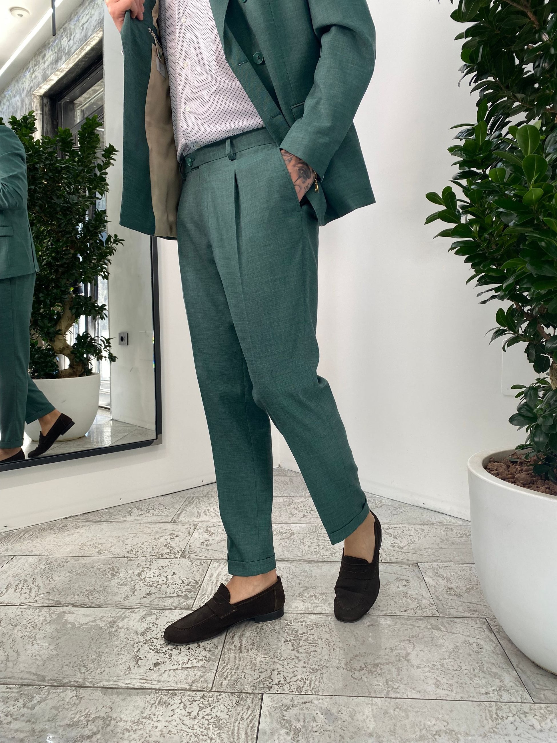 ABITO COMPLETO GIACCA DOPPIOPETTO E PANTALONE IN TESSUTO EFFETTO FIAMMATO - REGULR FIT ABE45SS.VER