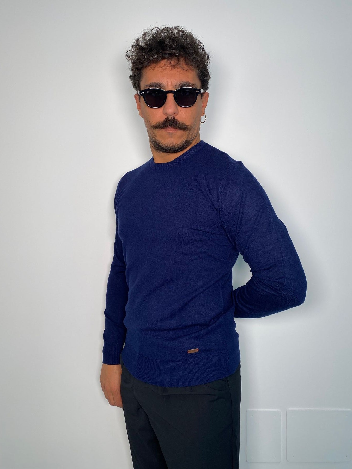 MAGLIA GIROCOLLO BASIC IN MISTO VISCOSA - SLIM FIT