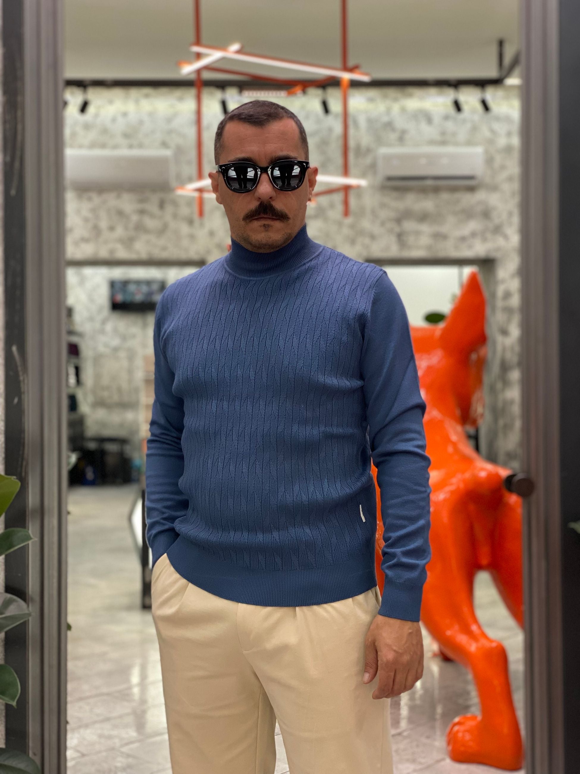 MAGLIA LUPETTO IN MORBIDA VISCOSA CON TRAMA ZIG ZAG - REGULAR FIT MI3085SS.DEN