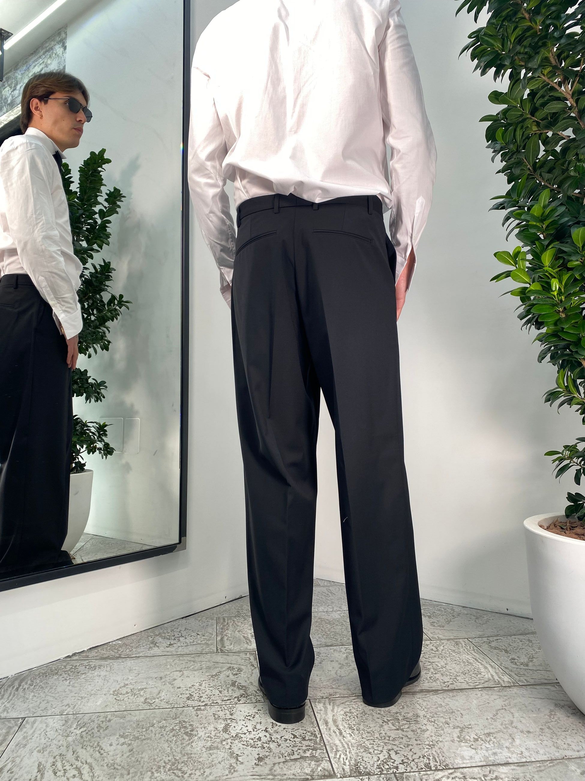 PANTALONE TASCA AMERICA DA ABITO IN FRESCO LANA FONFO AMPIO - RELAXED FIT PA3235.NER