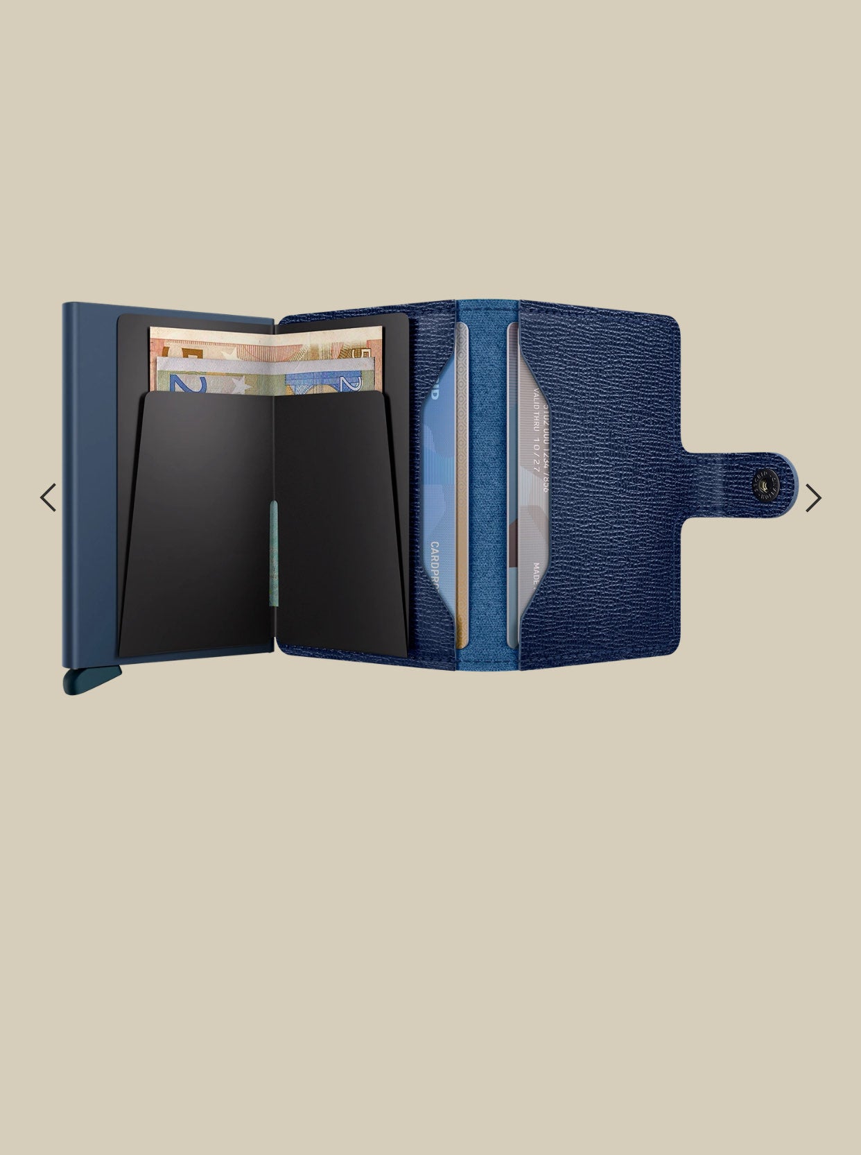MINIWALLET PORTA CARTE E BANCONOTE IN PELLE STILE SAFFIANO MC-NAVY