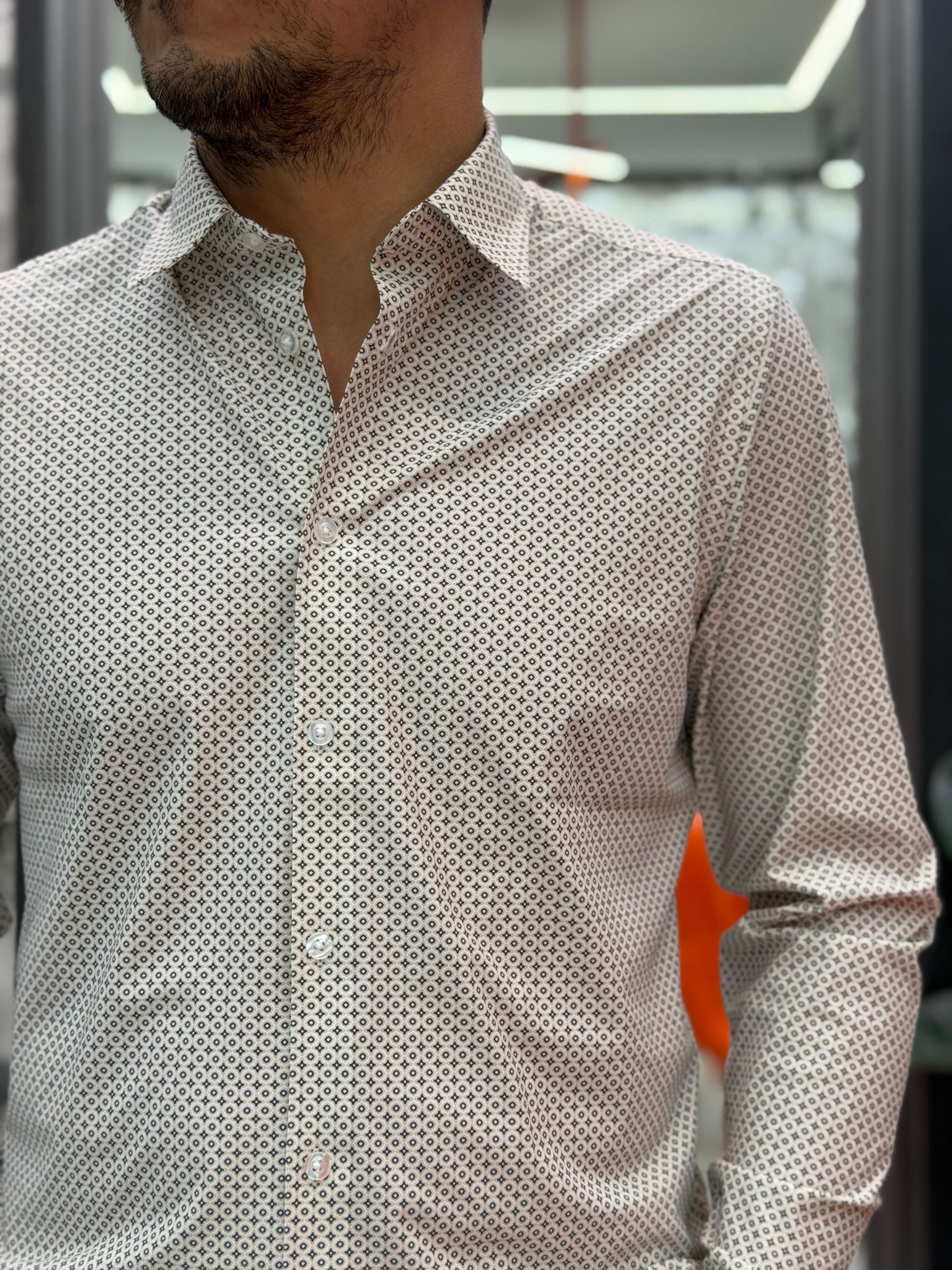 CAMICIA MANICA LUNGA MICRO FANTASIA IN TESSUTO TECNICO NO STIRO - REGULAR FIT CE1080SS