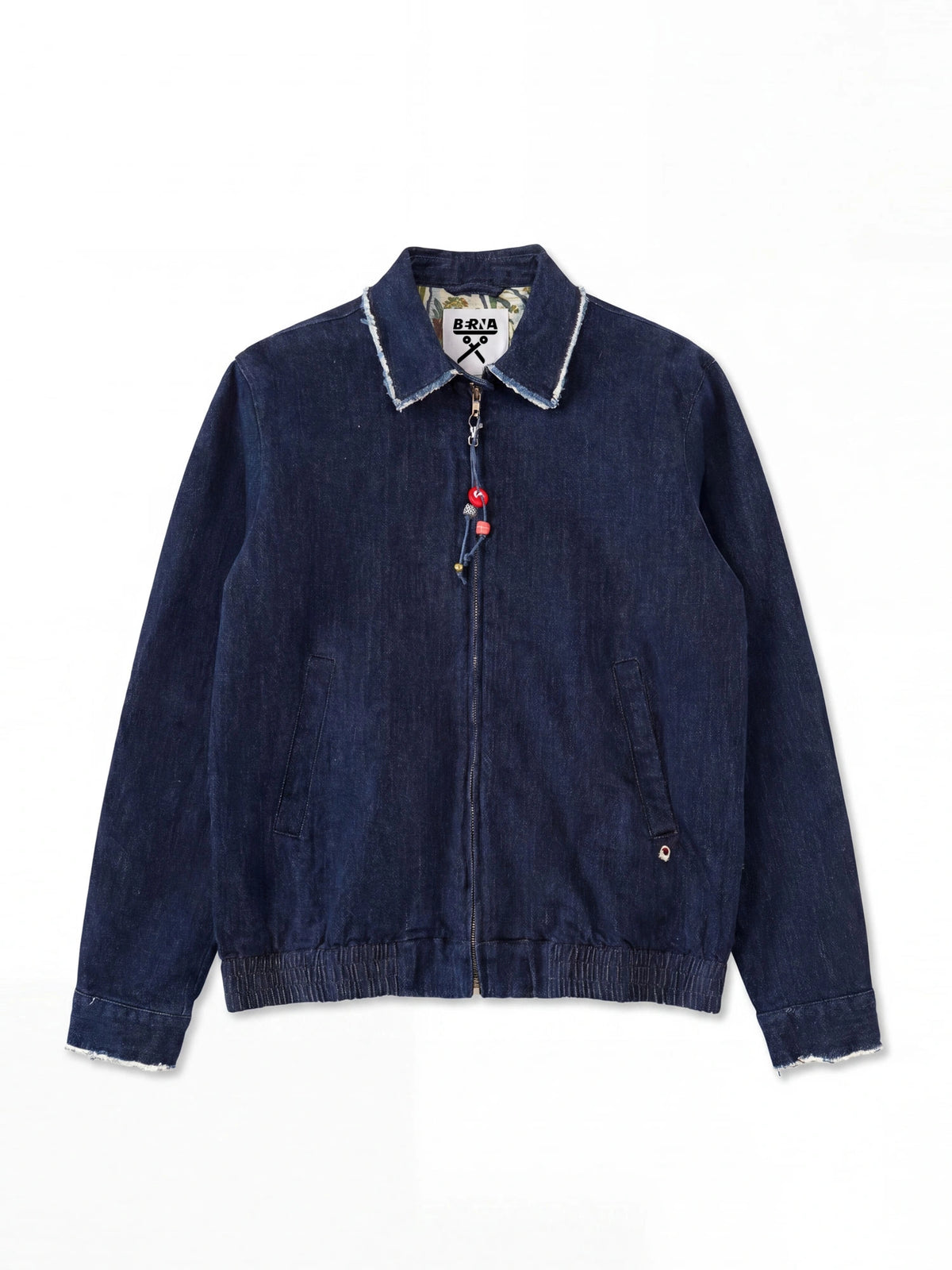 BOMBER IN JEANS CON MAXI TASCHE FRONTALI E COLLETTO OXFORD SFRANGIATO - REGULAR FIT M-262338