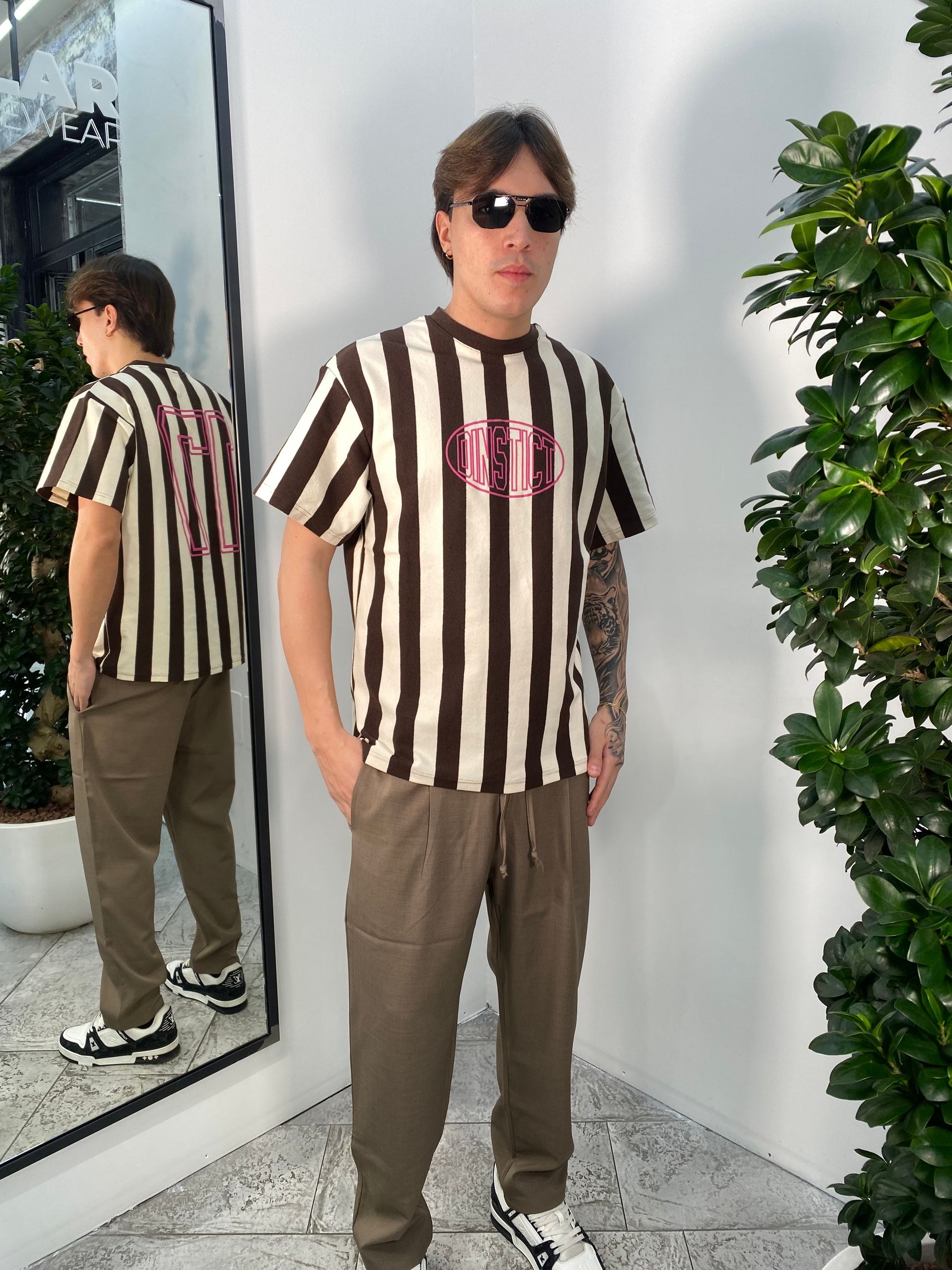 T-SHIRT A RIGHE IN JERSEY PREMIUM CON NUMERO SUL RETRO - OVERSIZE FIT ZM200.PAMO