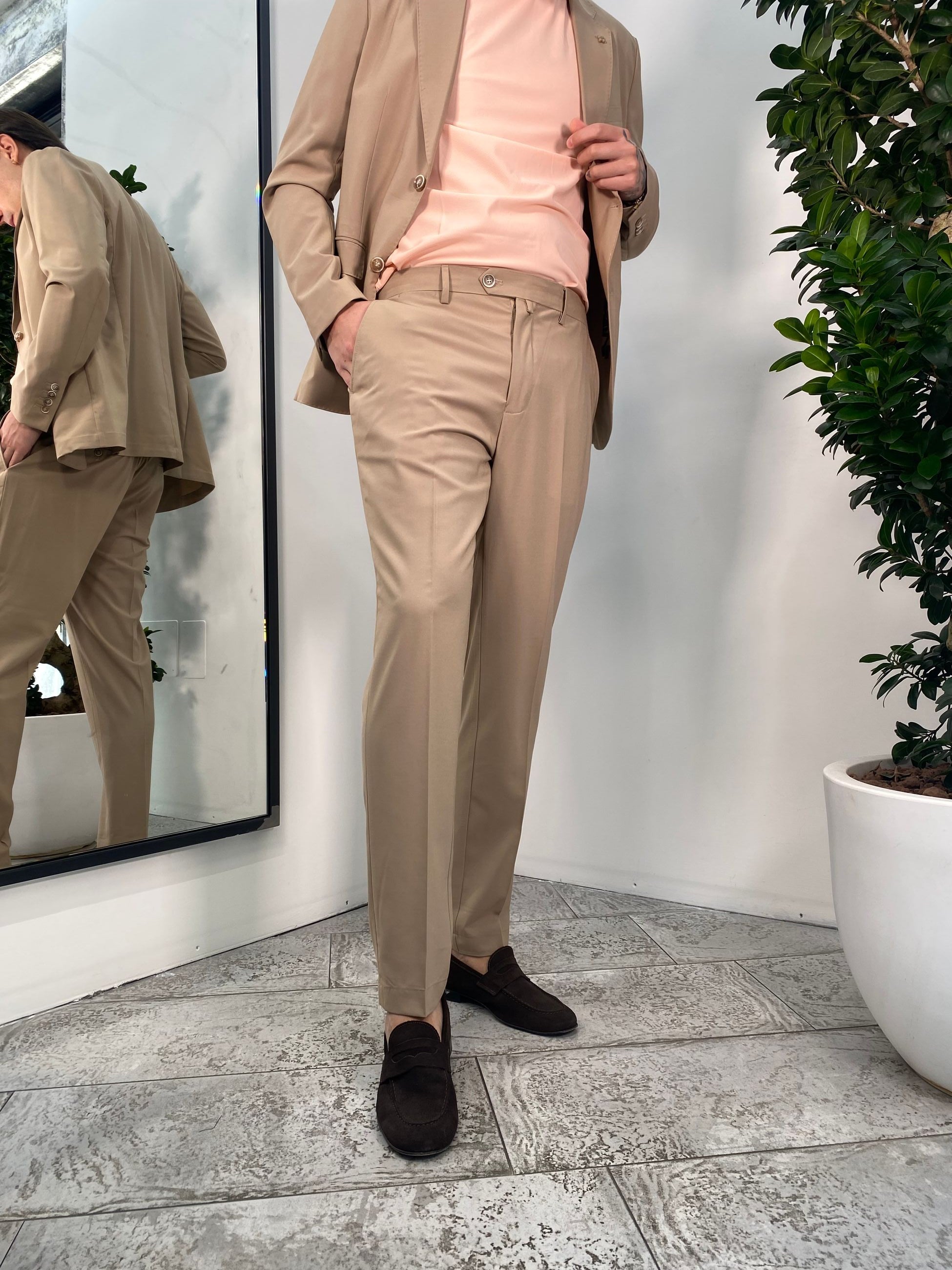 ABITO COMPLETO IN LEGGERISSIMA FIBRA DI BAMBU' CON GIACCA MONOPETTO E PANTALONE SARTORIALE - REGULAR FIT GL7031HAB.CAM