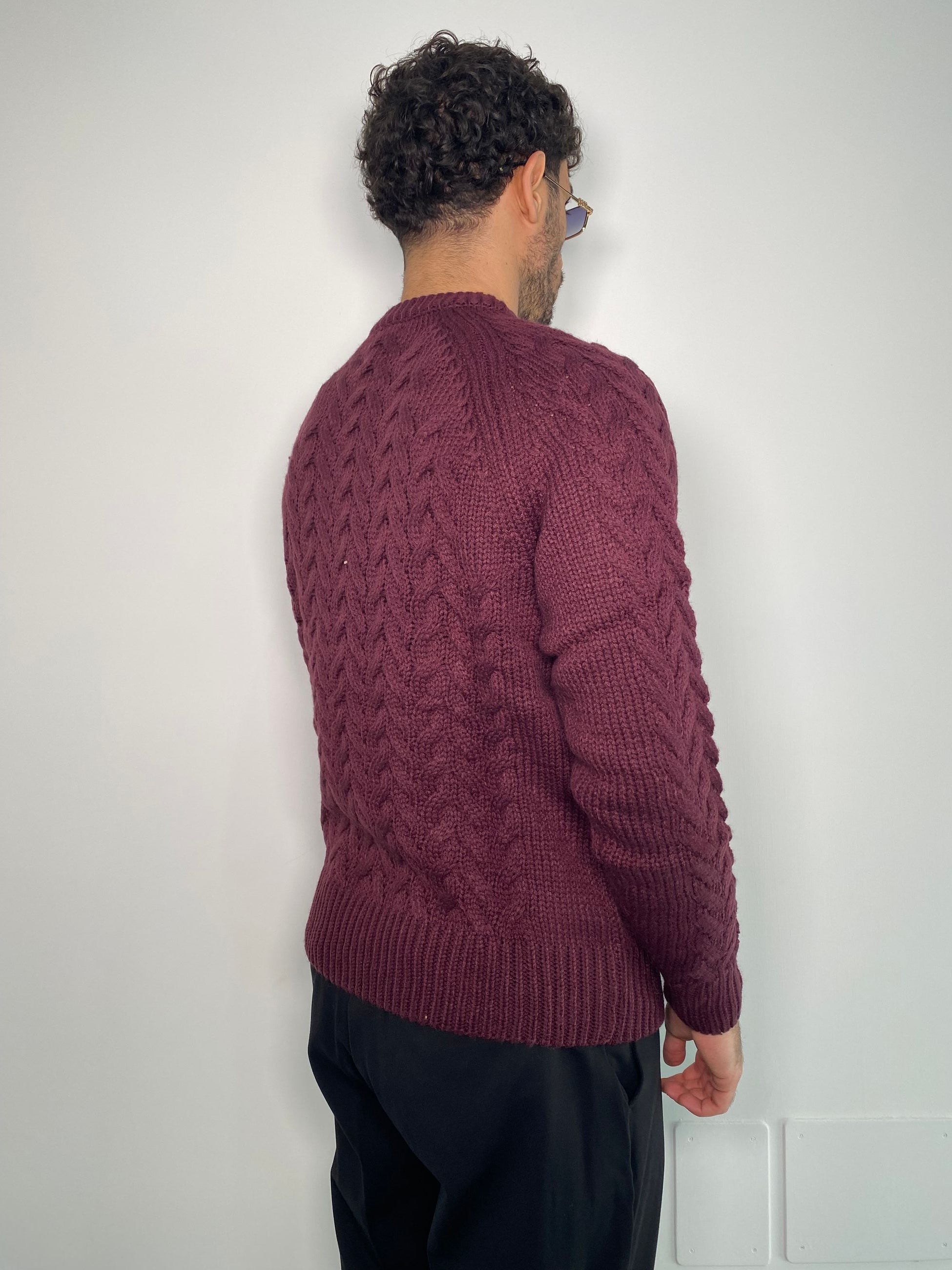 MAGLIA GIROCOLLO IN MISTO LANA TRAMA TRECCE - REGULAR FIT