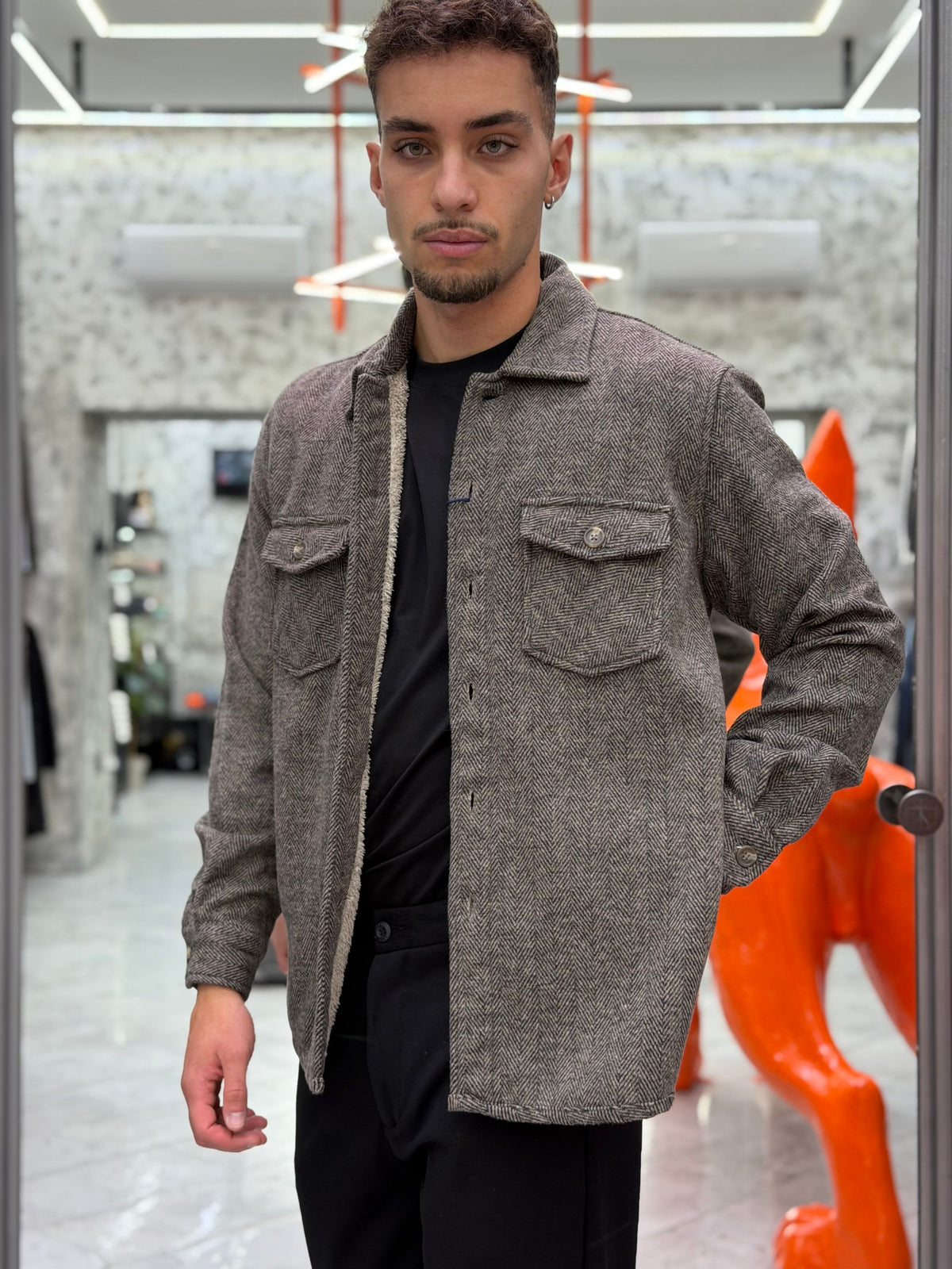 OVERSHIRT IN FLANELLA SPIGATA CON ECOPELLICCIA ALL'INTERNO - REGULAR FIT 27W14OS FLA1011