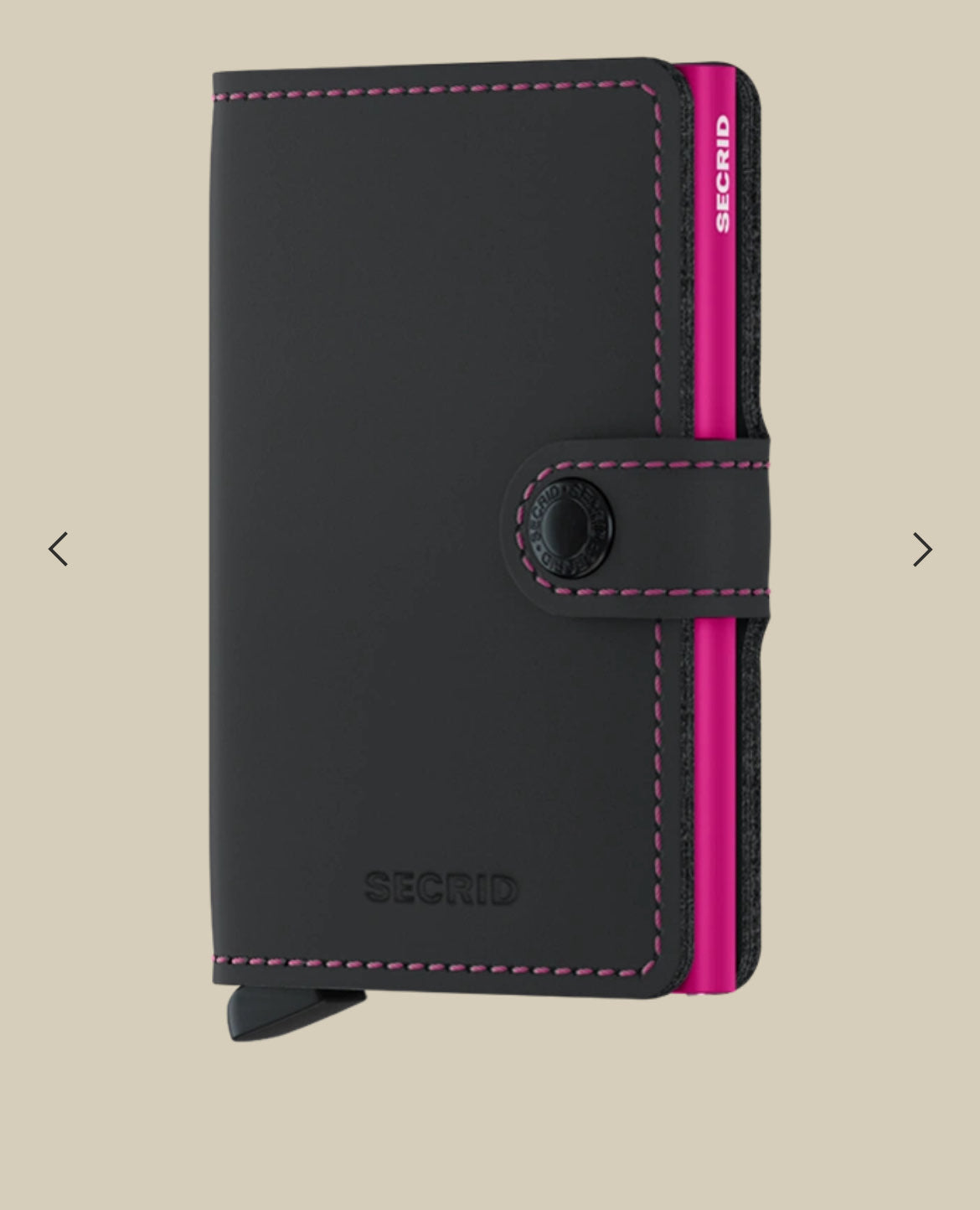 MINIWALLET PORTA CARTE E BANCONOTE IN MORBIDA PELLE OPACA CON CUCITURE IN CONTRASTO MM-BLACK&FUCHSIA