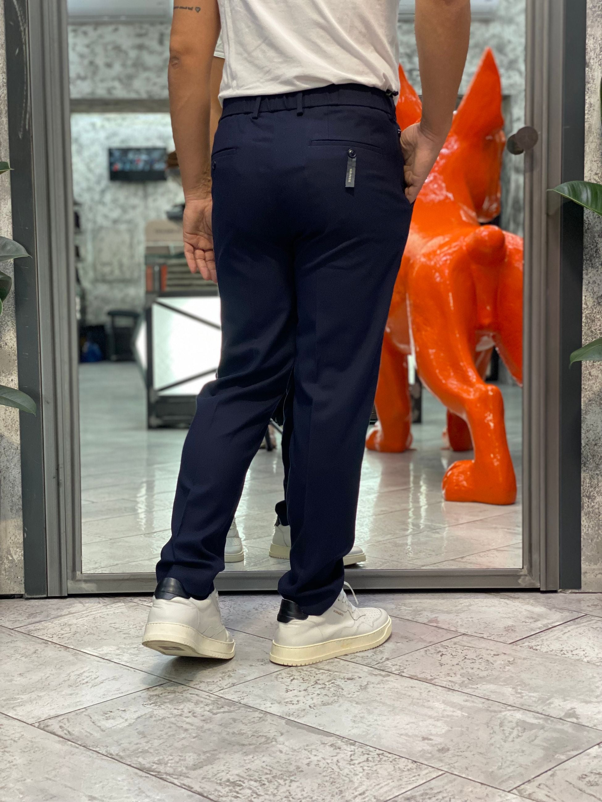 PANTALONE ELEGANTE CON TASCHE A FILO E COULISSE IN VITA - REGULAR FIT PSI1461SS.BLU