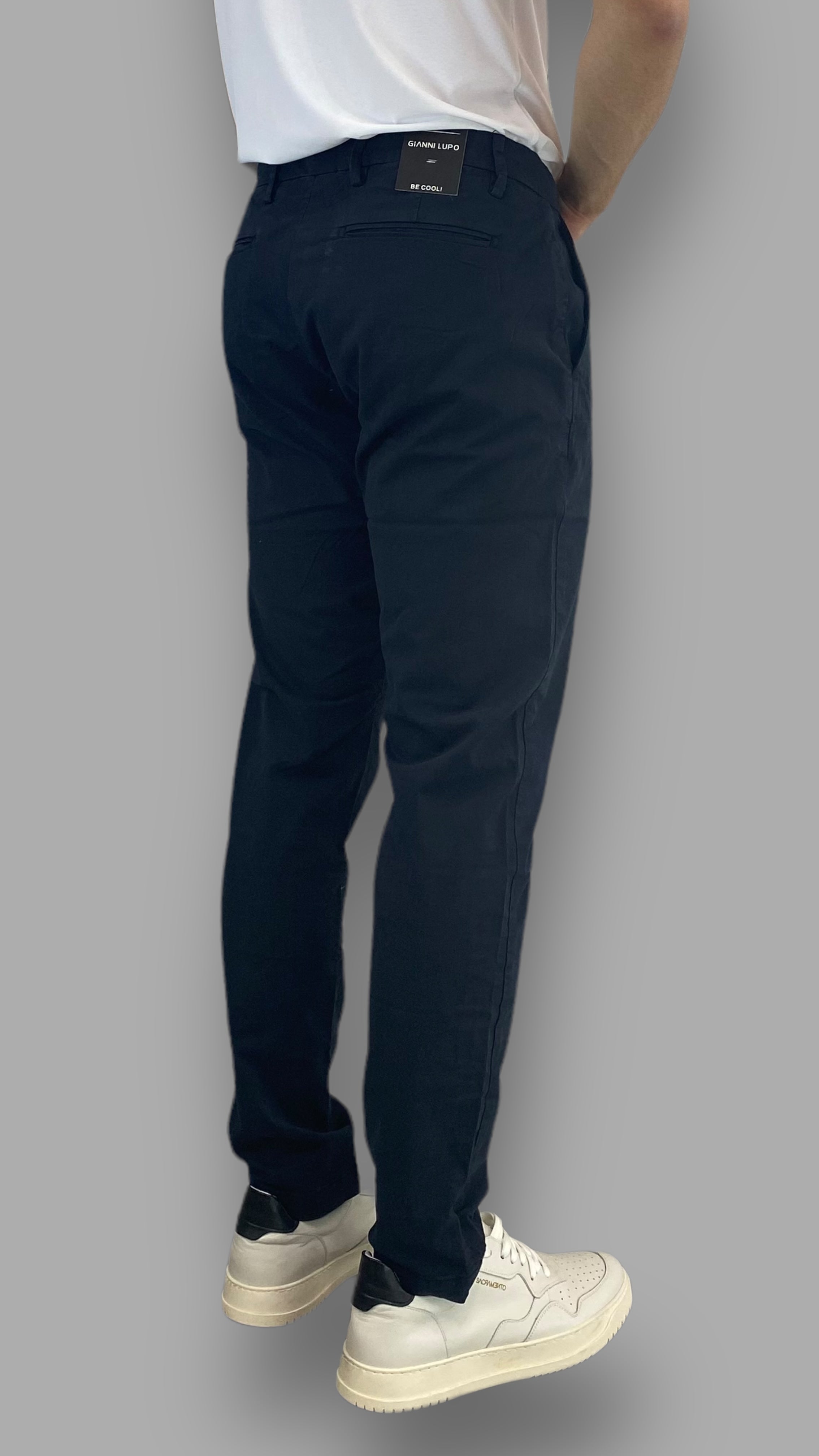 PANTALONE TASCA AMERICA IN COTONE ELASTICIZZATO BASIC - SLIM FIT
