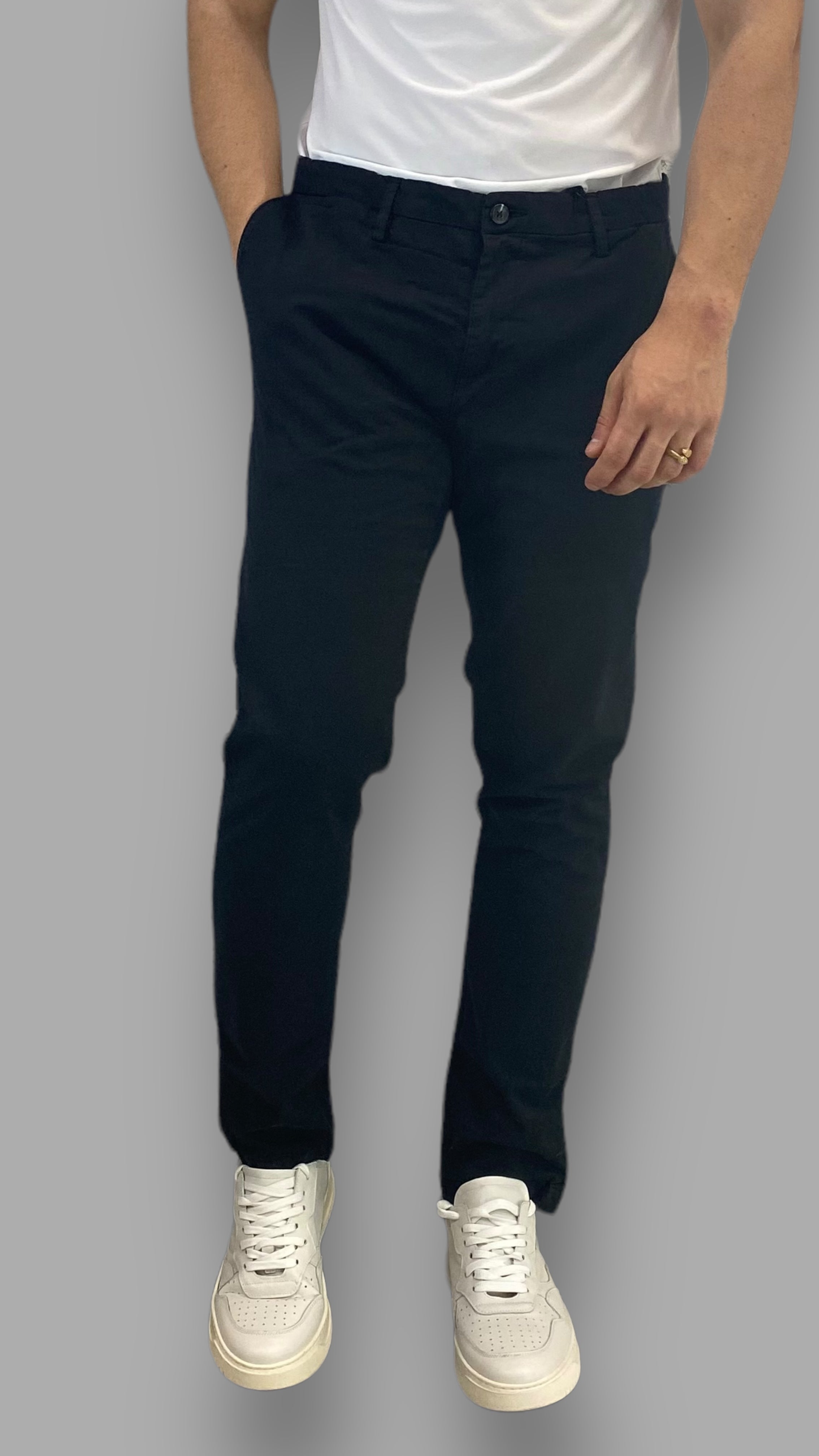 PANTALONE TASCA AMERICA IN COTONE ELASTICIZZATO BASIC - SLIM FIT