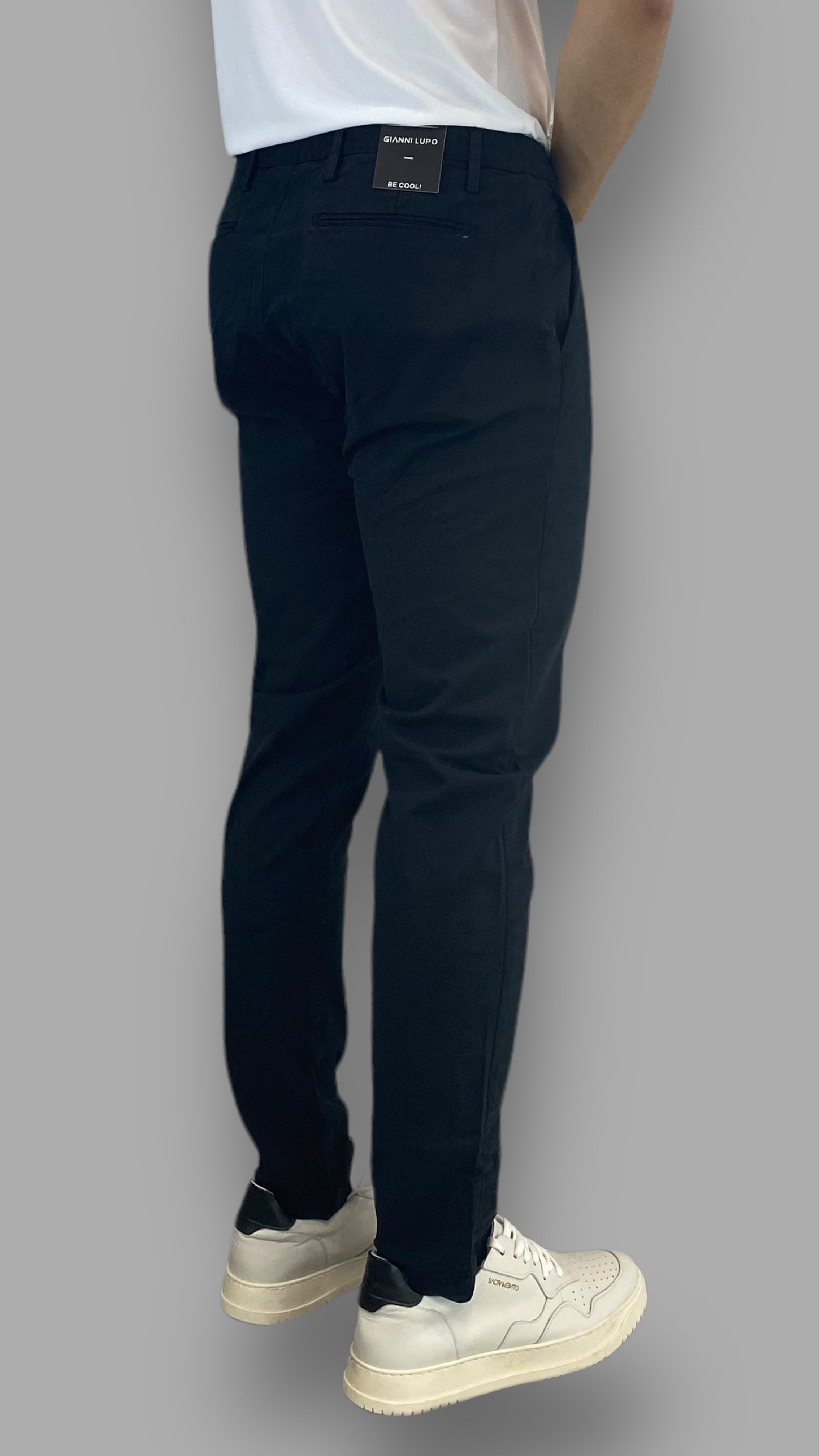 PANTALONE TASCA AMERICA IN COTONE ELASTICIZZATO BASIC - SLIM FIT