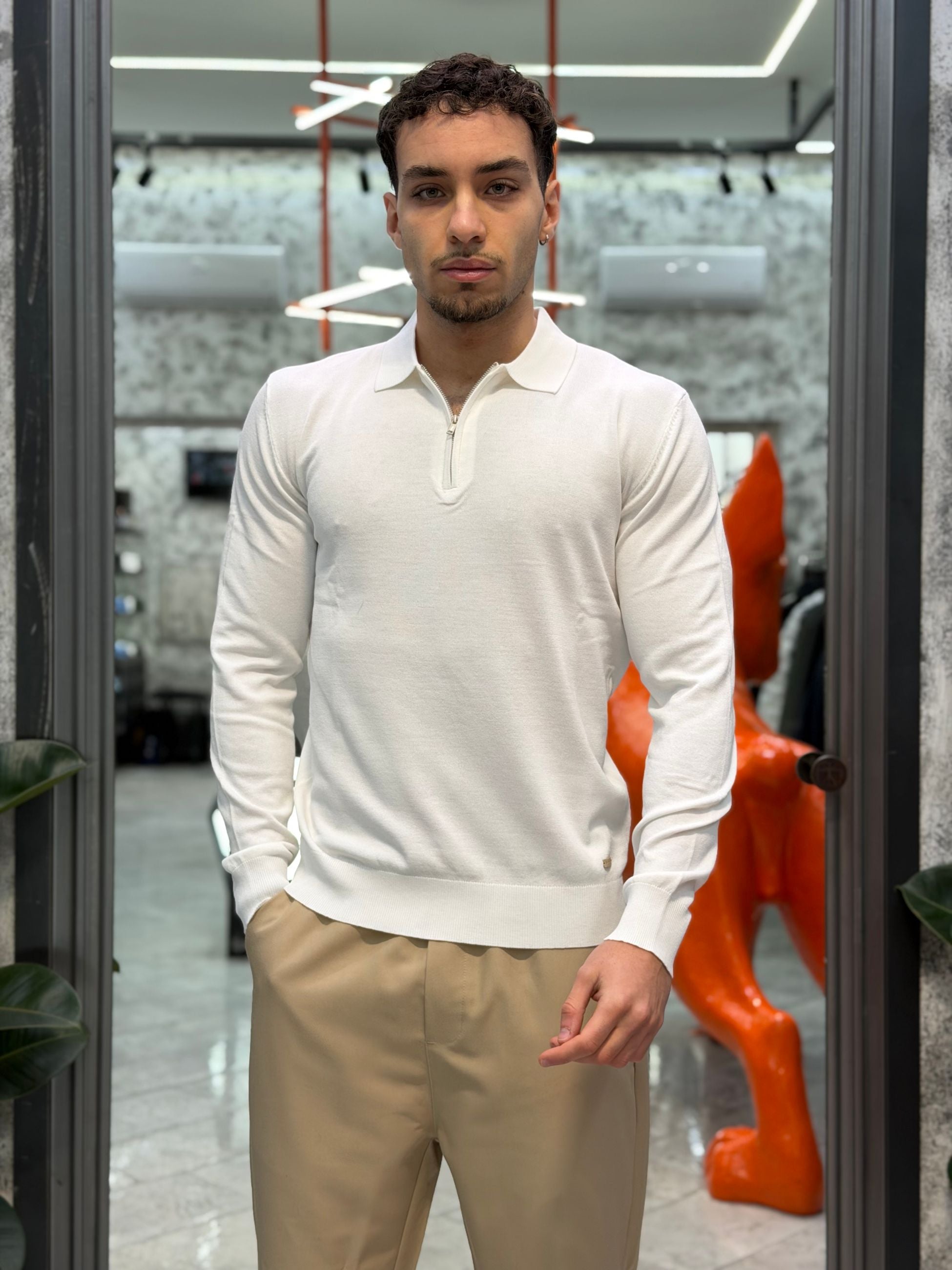 POLO MANICA LUNGA MEZZA ZIP IN LEGGERA VISCOSA - REGULAR FIT GL35205-S26.BIA