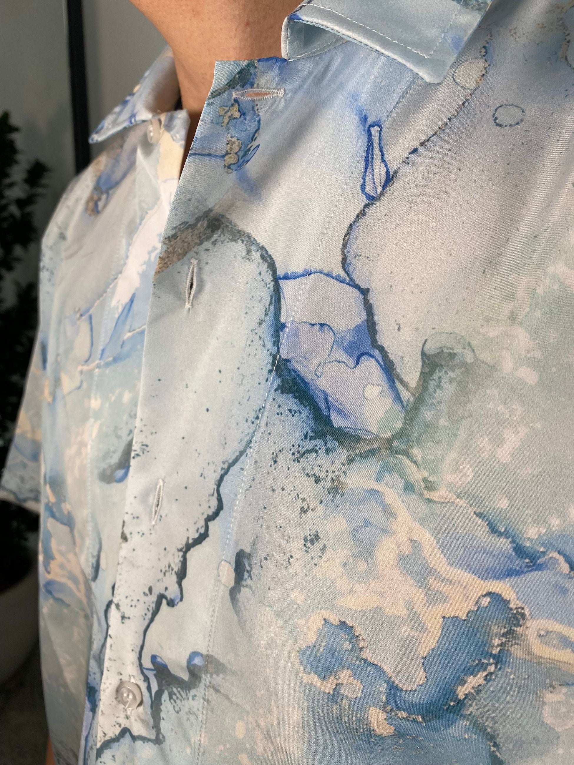 CAMICIA MANICA CORTA IN MORBIDA VISCOSA FANTASIA MARMO - REGULAR FIT BR75/25